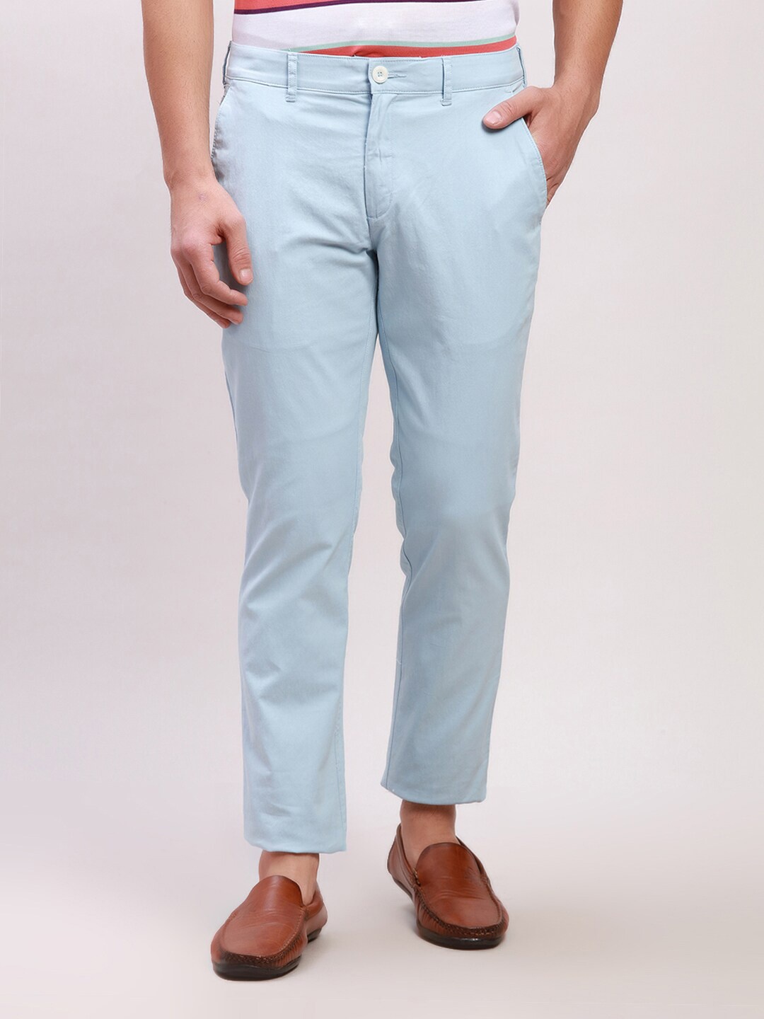 

ColorPlus Men Mid Rise Cotton Chinos, Blue