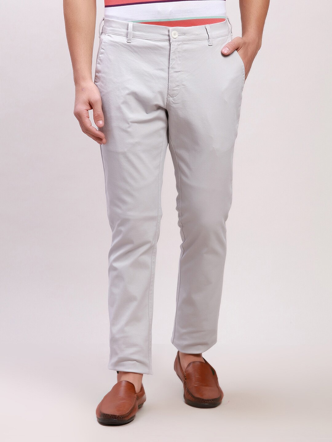 

ColorPlus Men Slim Fit Mid-Rise Regular Trousers, Grey