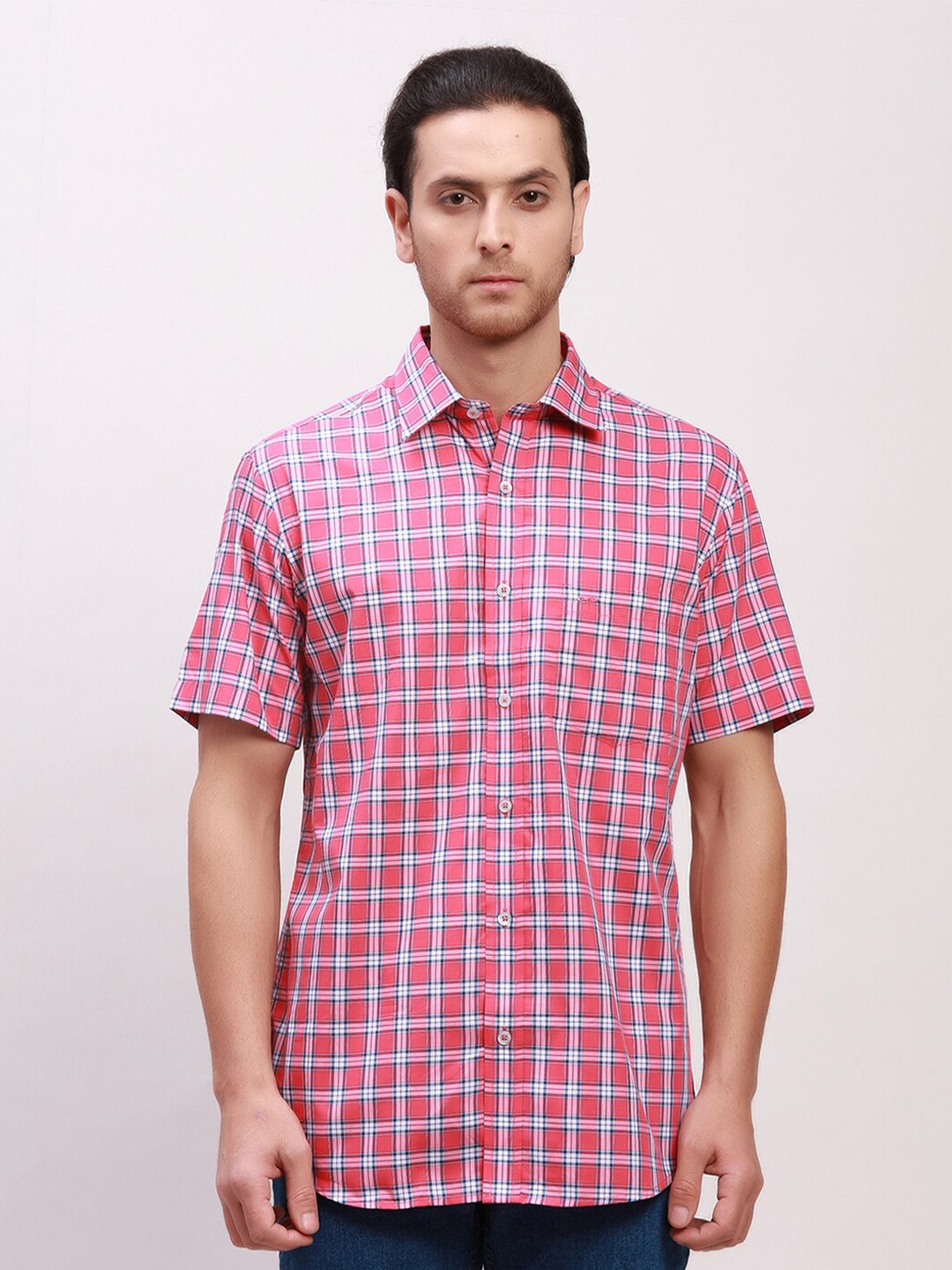 

ColorPlus Tailored Fit Opaque Checked Formal Shirt, Red