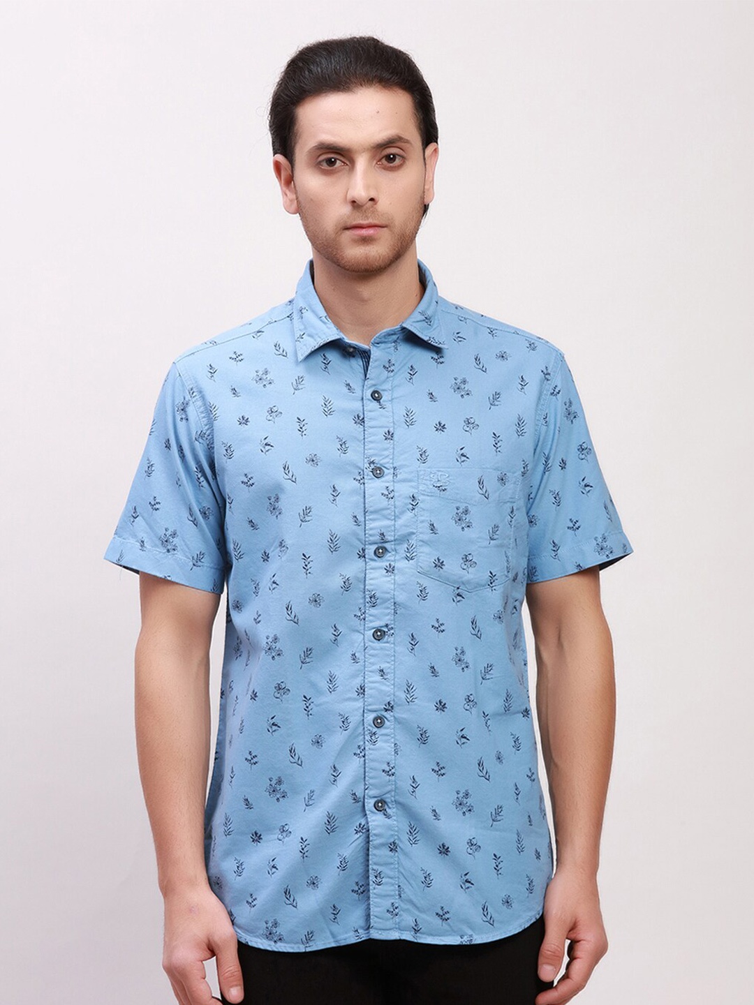 

ColorPlus Tailored Fit Floral Opaque Printed Casual Shirt, Blue