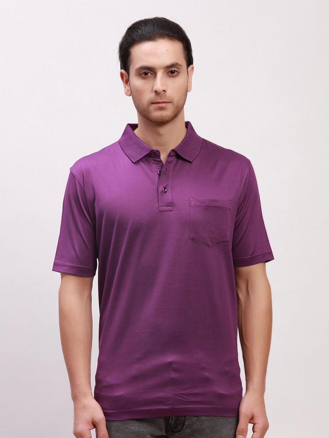 

ColorPlus Polo Collar Pockets T-shirt, Violet