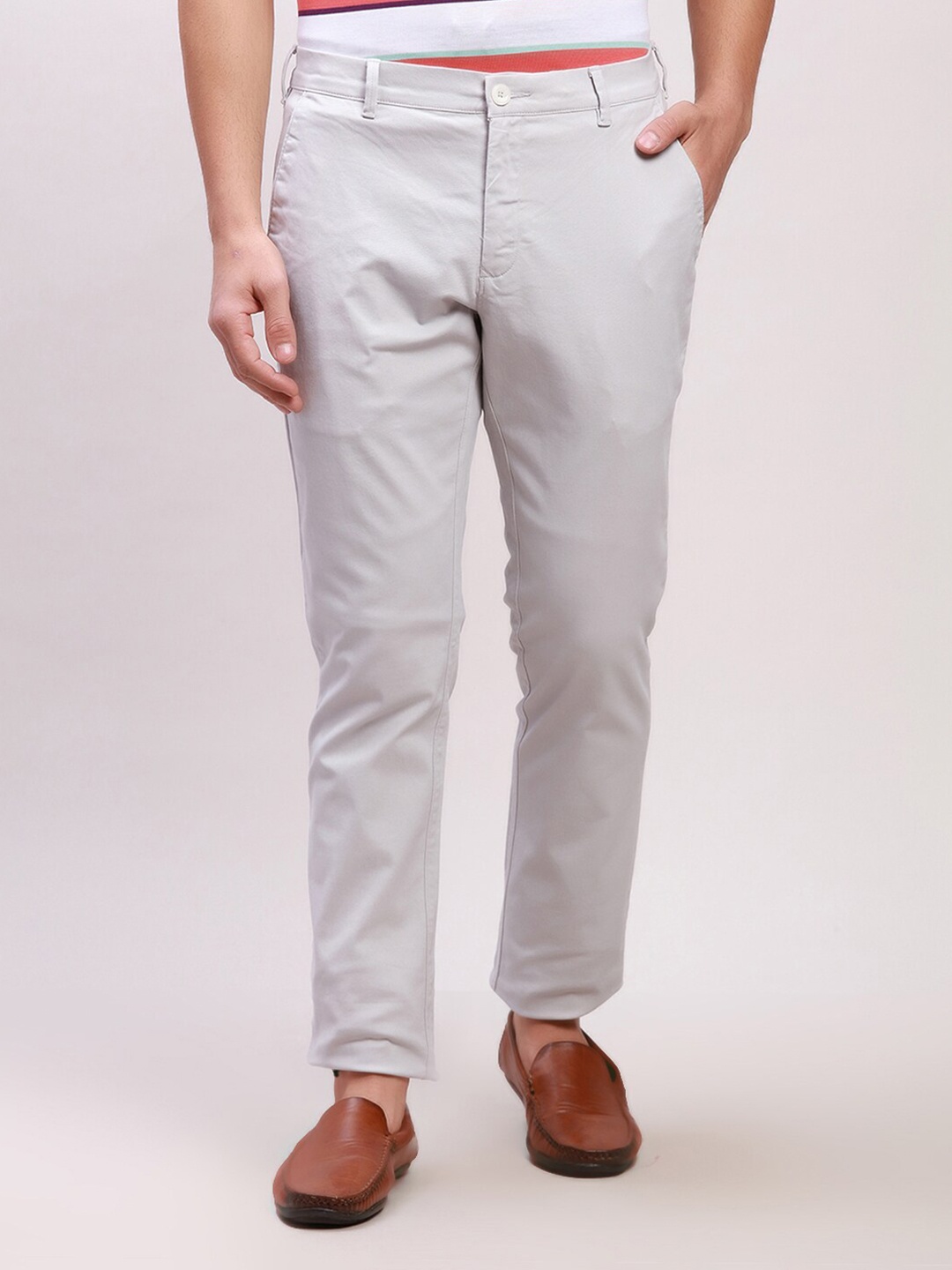 

ColorPlus Men Slim Fit Mid-Rise Regular Trousers, Grey