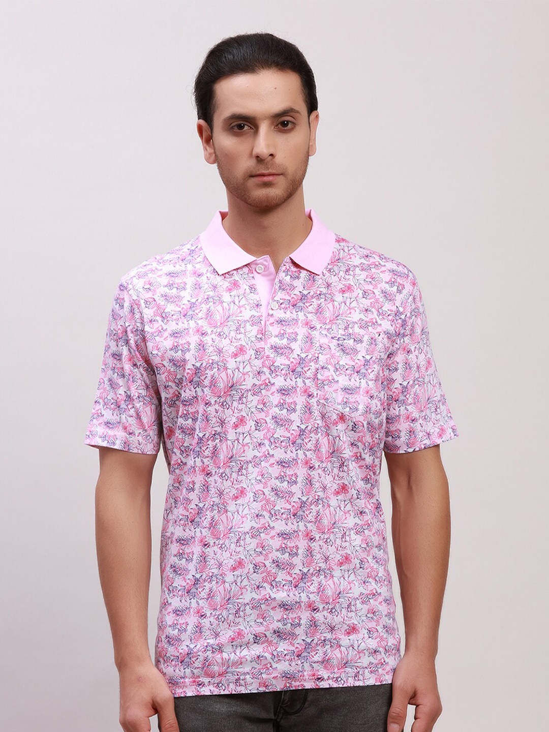 

ColorPlus Floral Printed Polo Collar T-shirt, Red