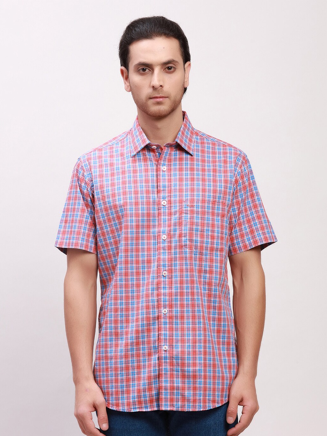 

ColorPlus Tailored Fit Opaque Checked Formal Shirt, Red