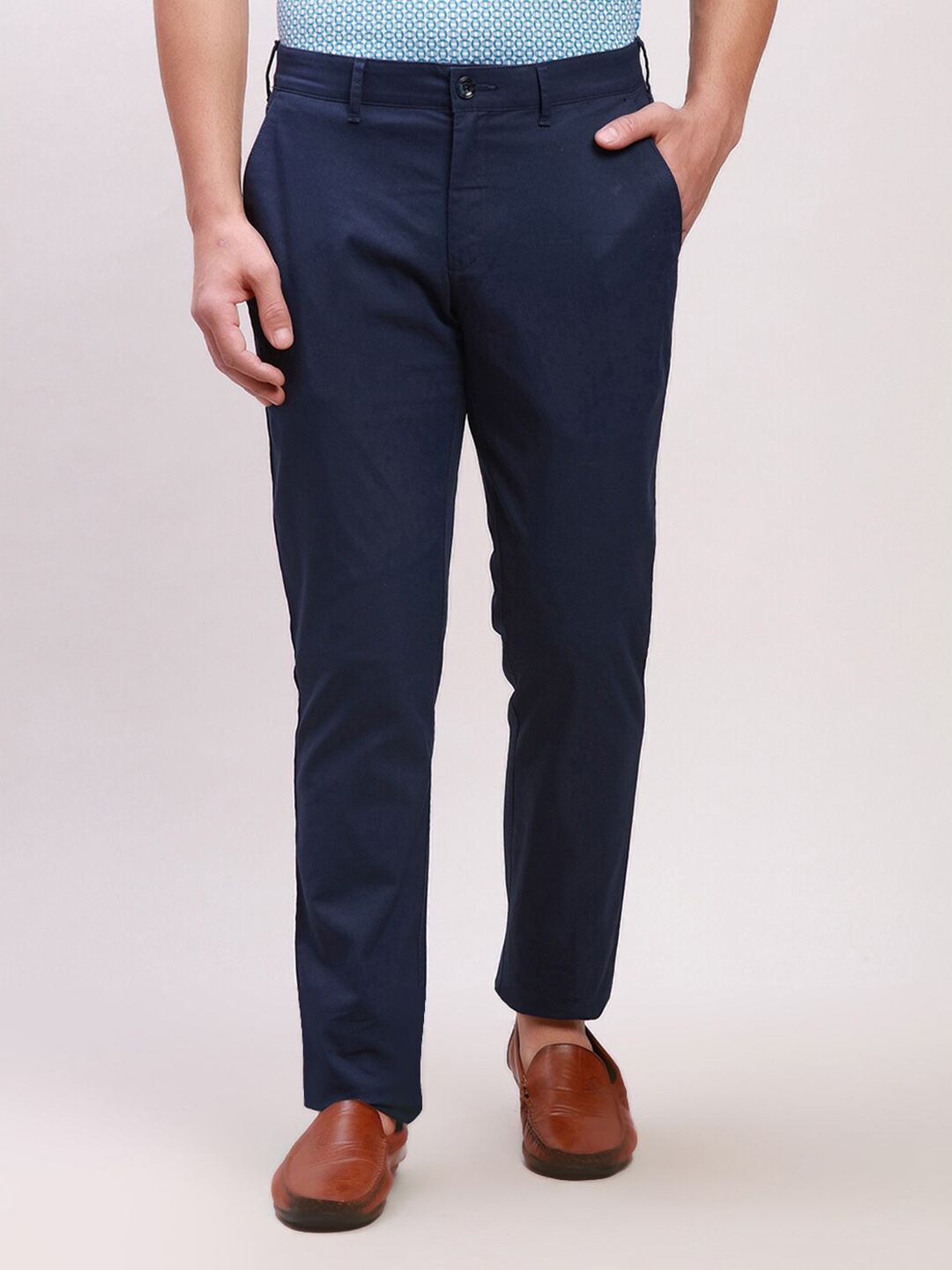 

ColorPlus Men Slim Fit Casual Trousers, Blue