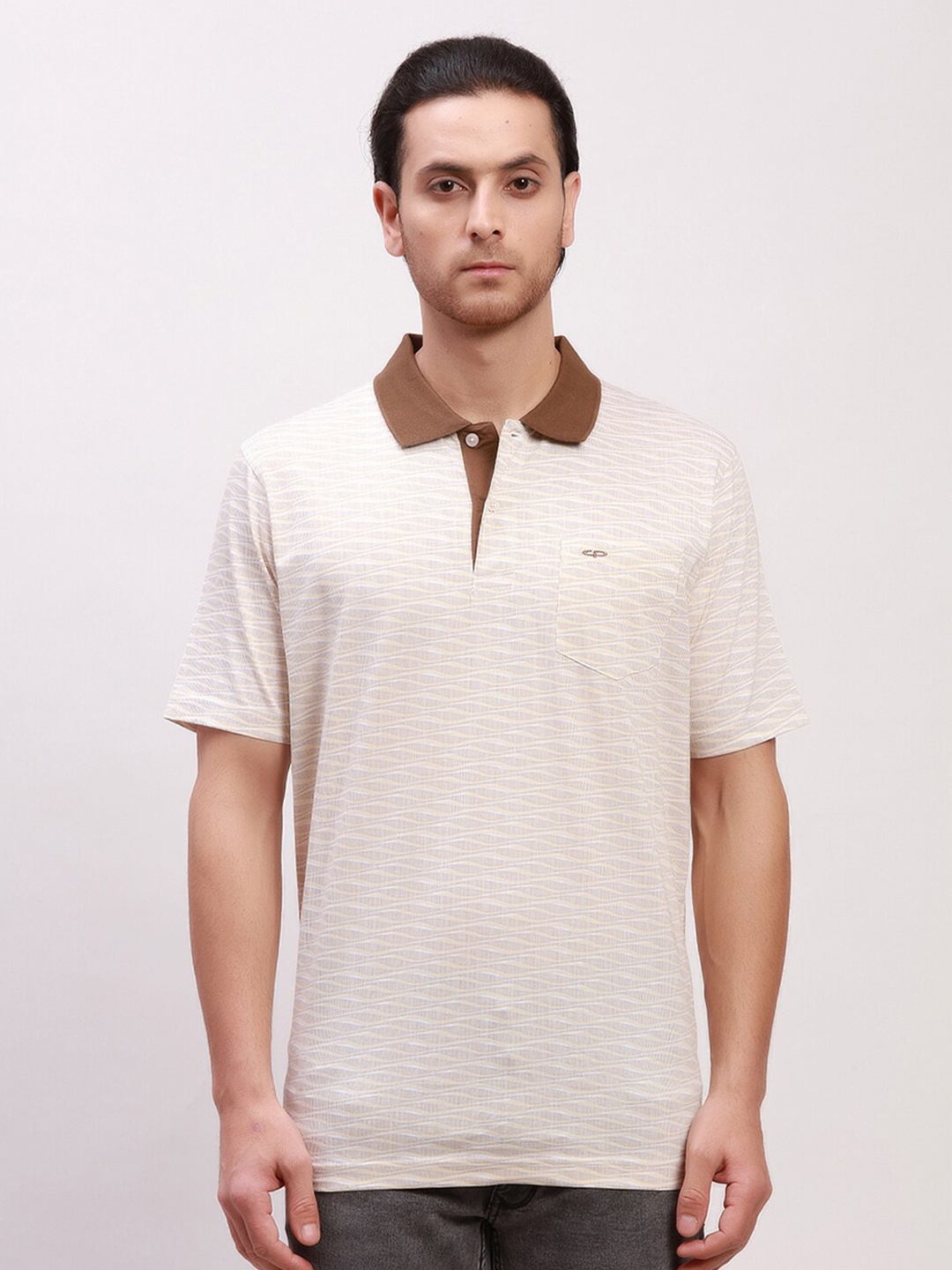 

ColorPlus Geometric Printed Polo Collar Pockets T-shirt, Yellow