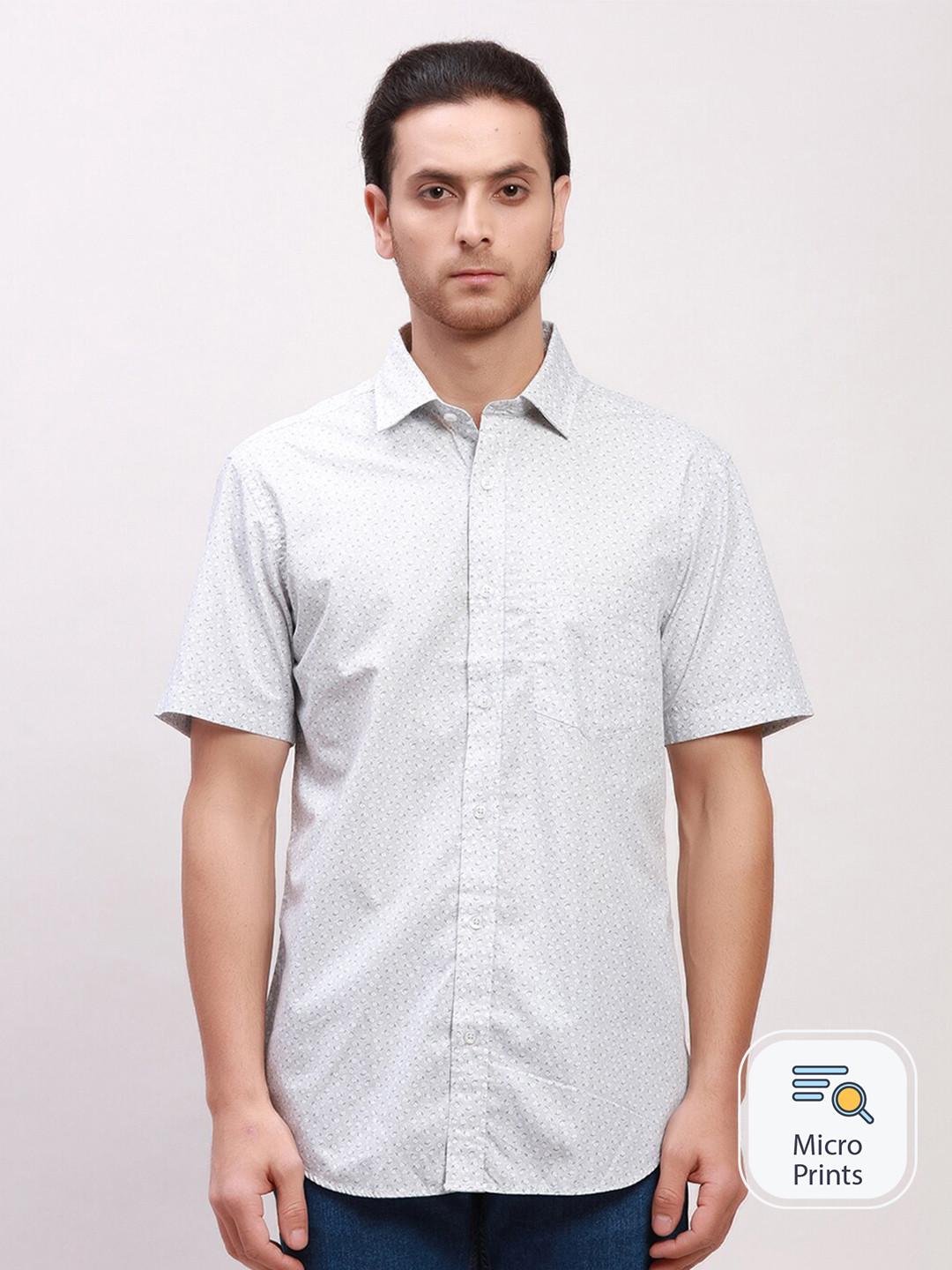 

ColorPlus Tailored Fit Opaque Printed Formal Shirt, Grey