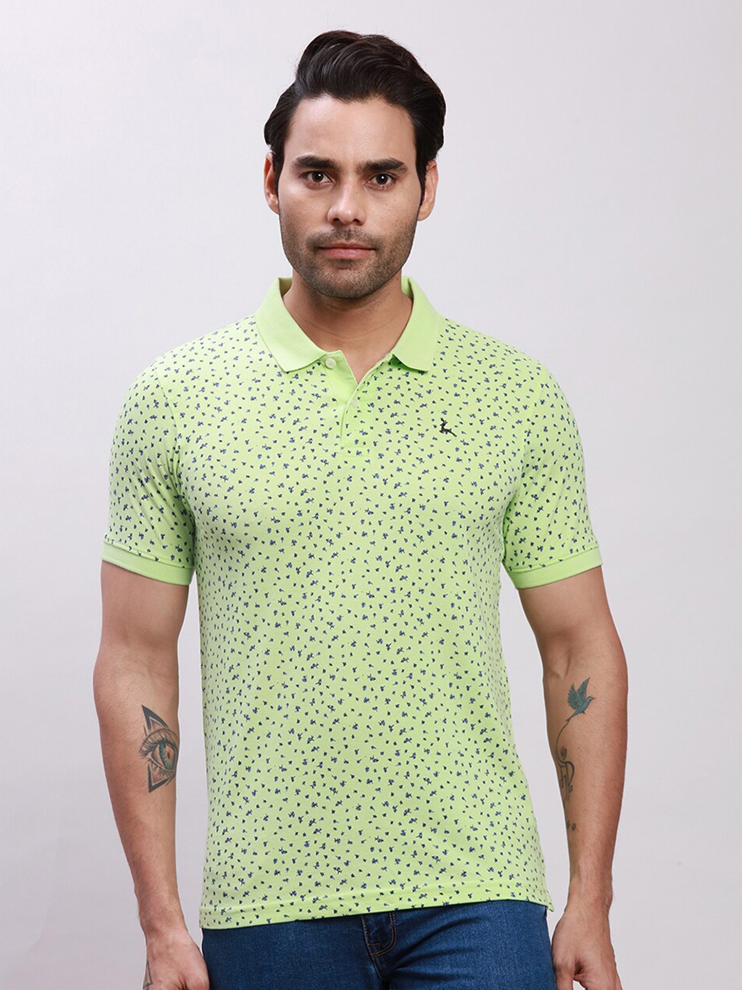 

Parx Printed Polo Collar Pockets T-shirt, Green