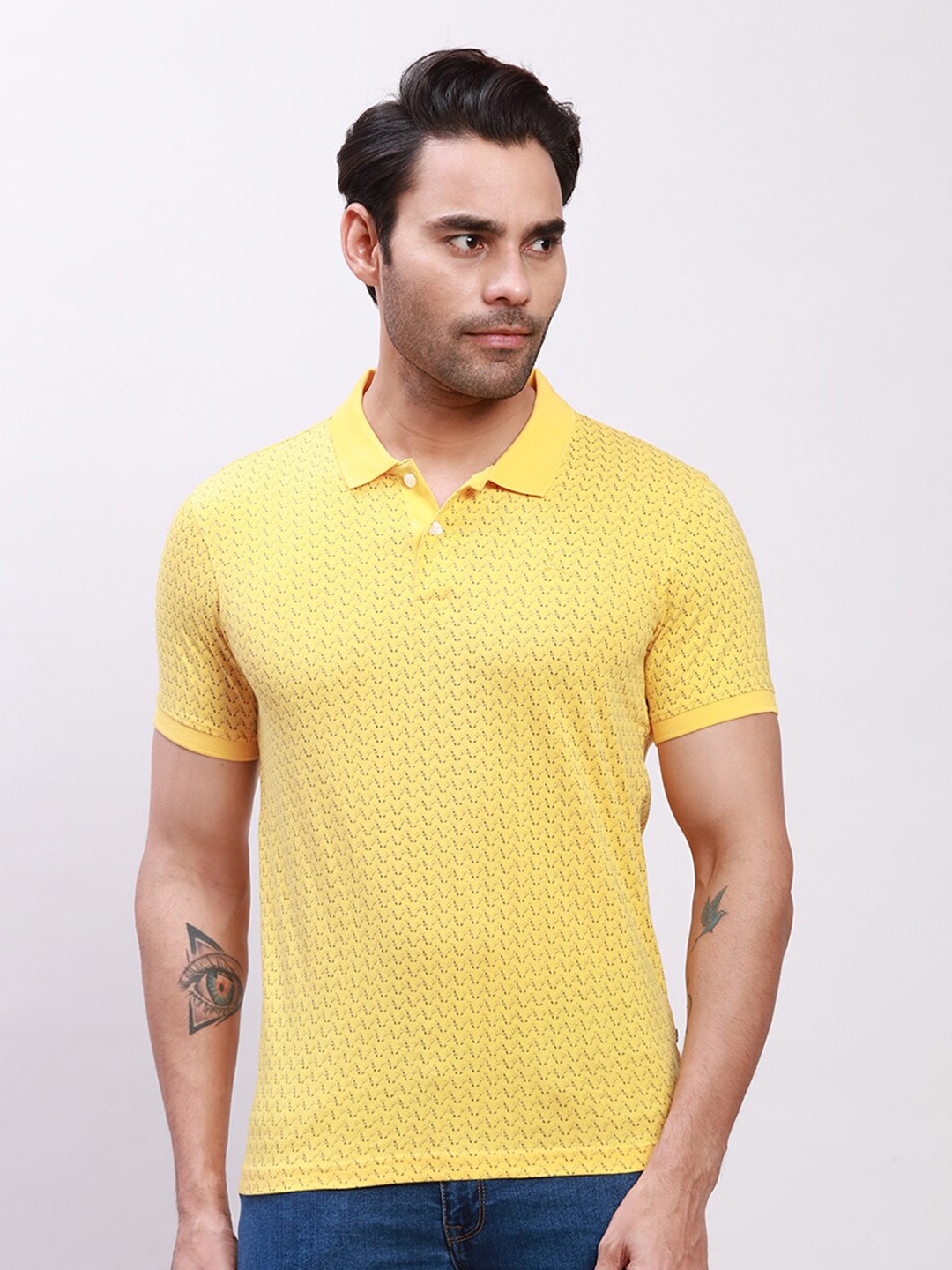 

Parx Printed Polo Collar Pockets Regular T-shirt, Yellow