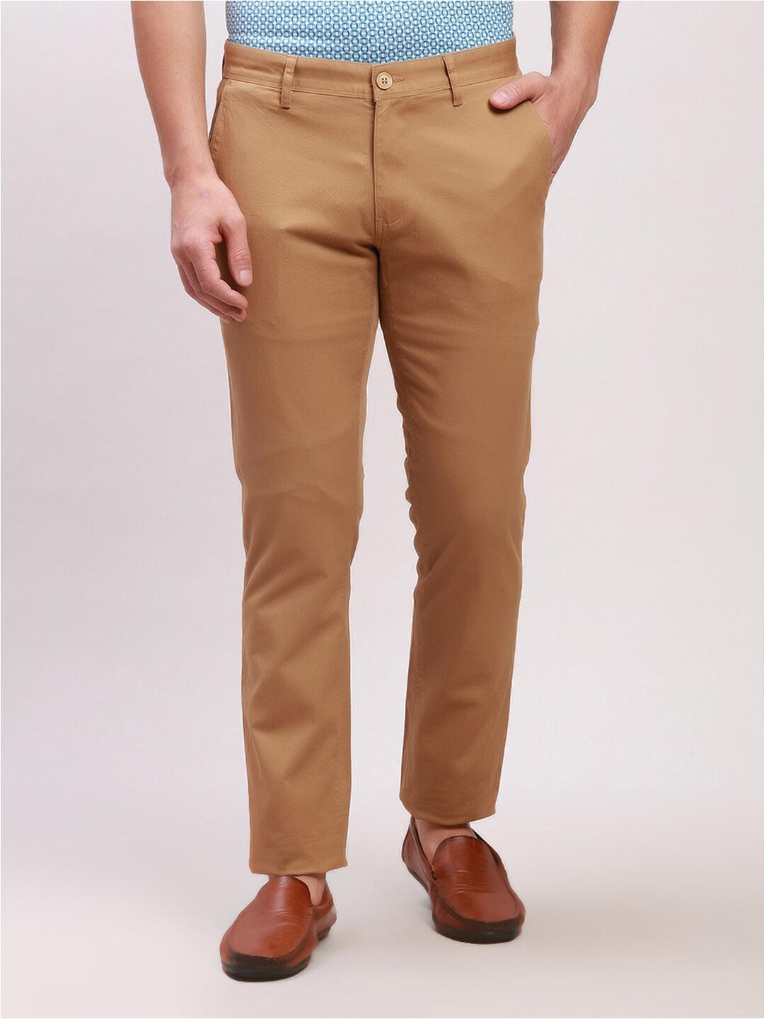 

Parx Men Mid-Rise Tapered Fit Trousers, Khaki