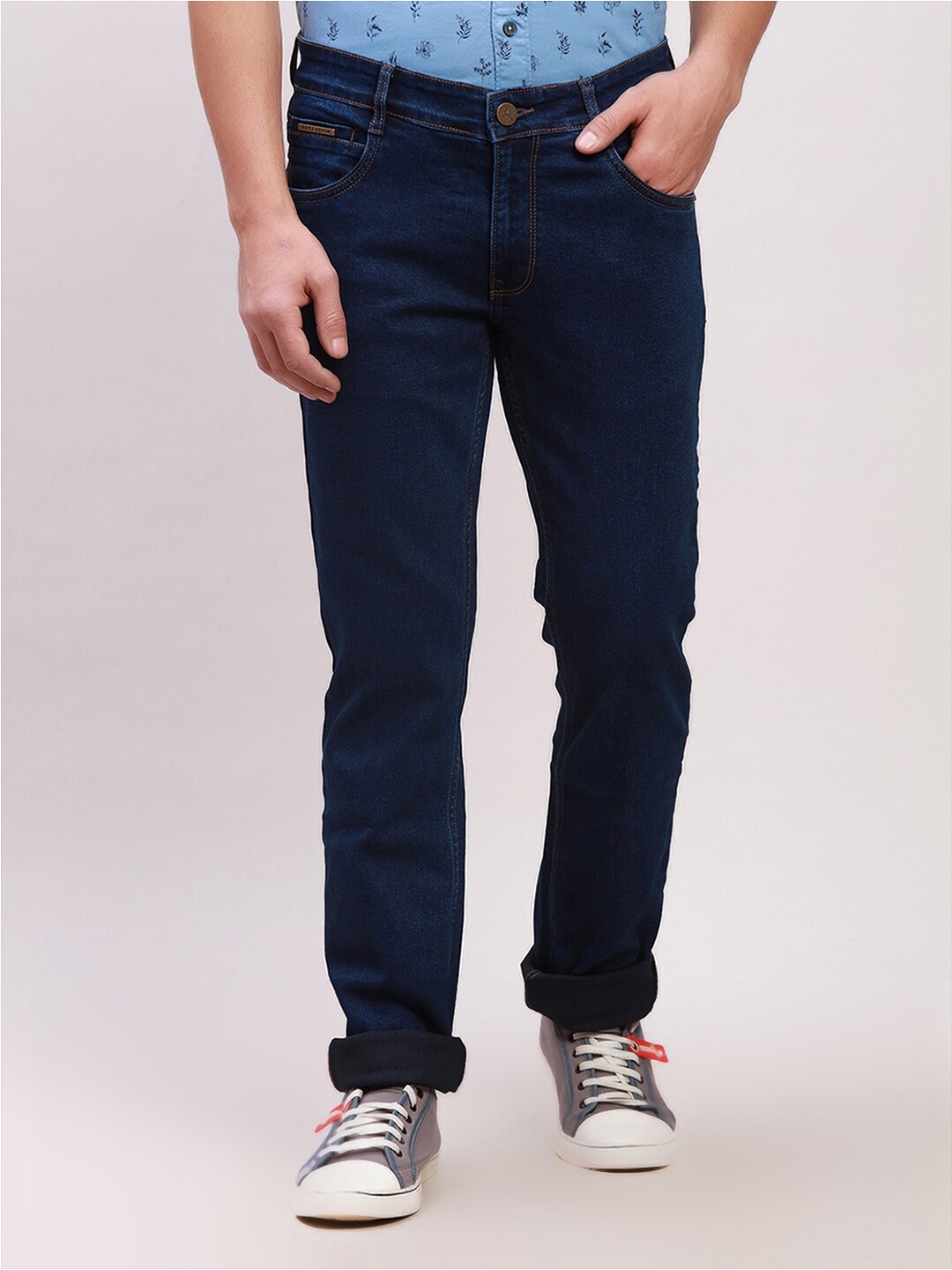 

Parx Men Tapered Fit Low-Rise Cotton Jeans, Blue
