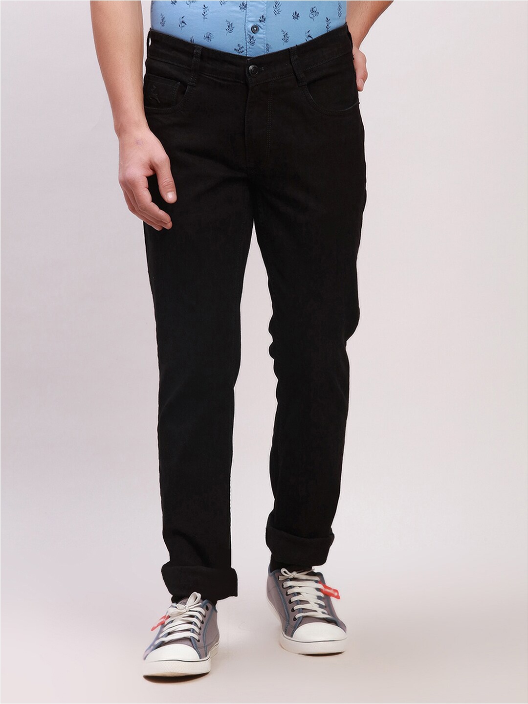 

Parx Men Mid-Rise Tapered Fit Clean Look Jeans, Black
