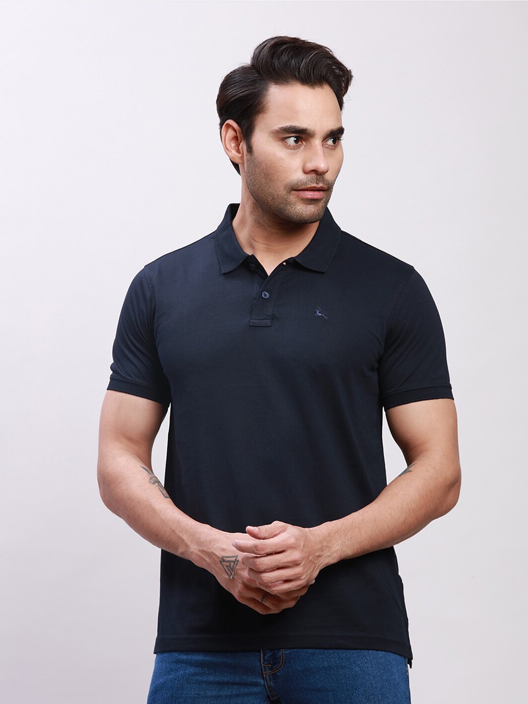 

Parx Polo Collar Cotton T-shirt, Blue