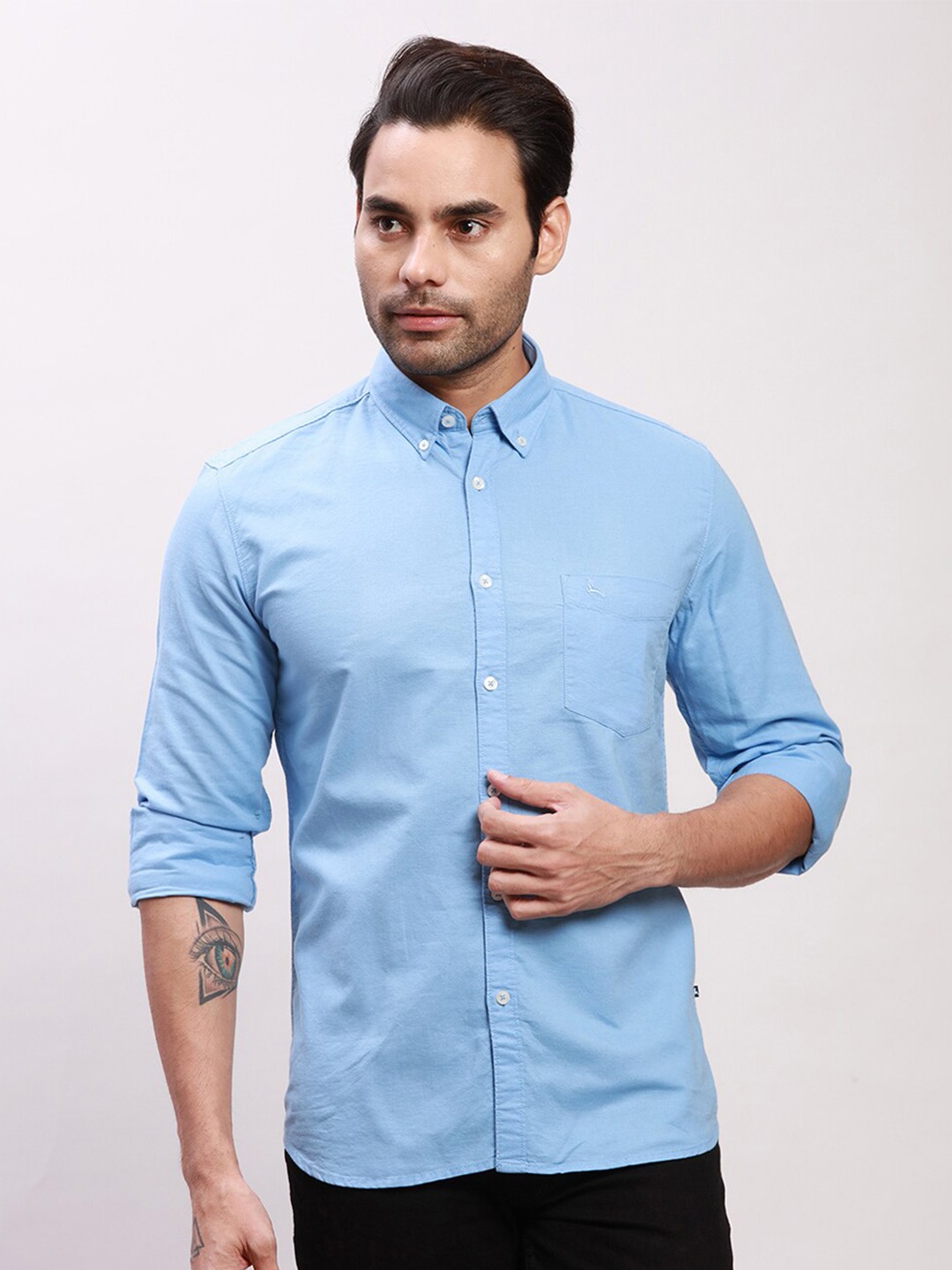 

Parx Slim Fit Button-Down Collar Cotton Casual Shirt, Blue