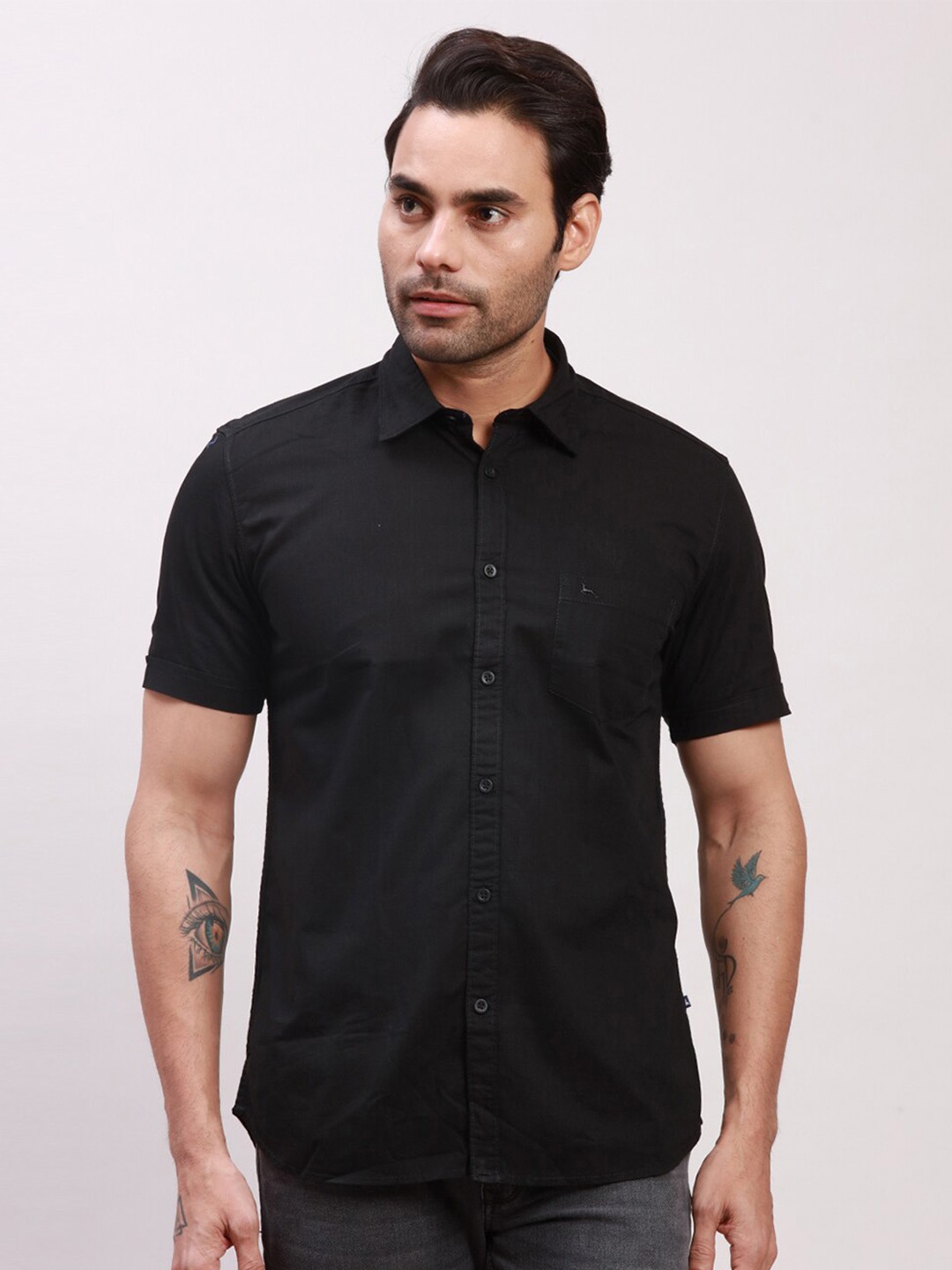 

Parx Slim Fit Opaque Cotton Casual Shirt, Black