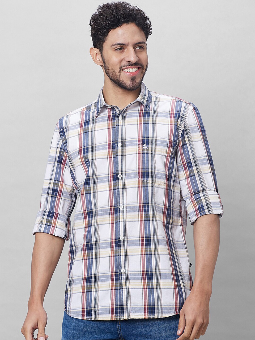 

Parx Tartan Checks Slim Fit Cotton Casual Shirt, Yellow