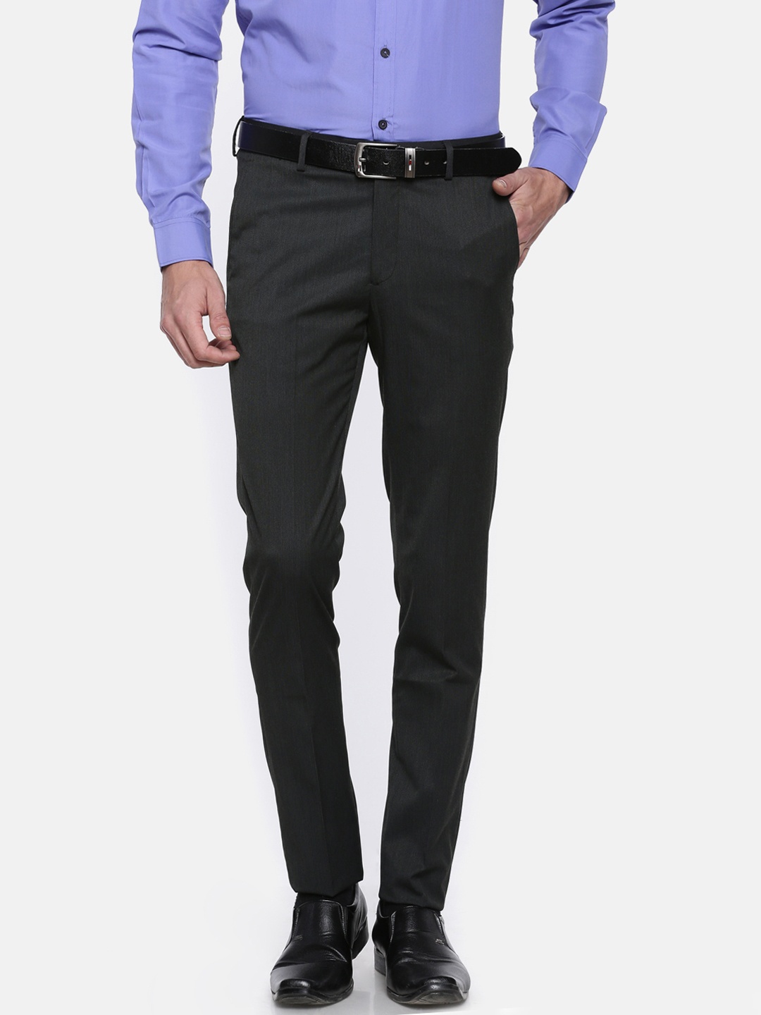 

Excalibur Men Charcoal Grey Super Slim Fit Solid Formal Trousers