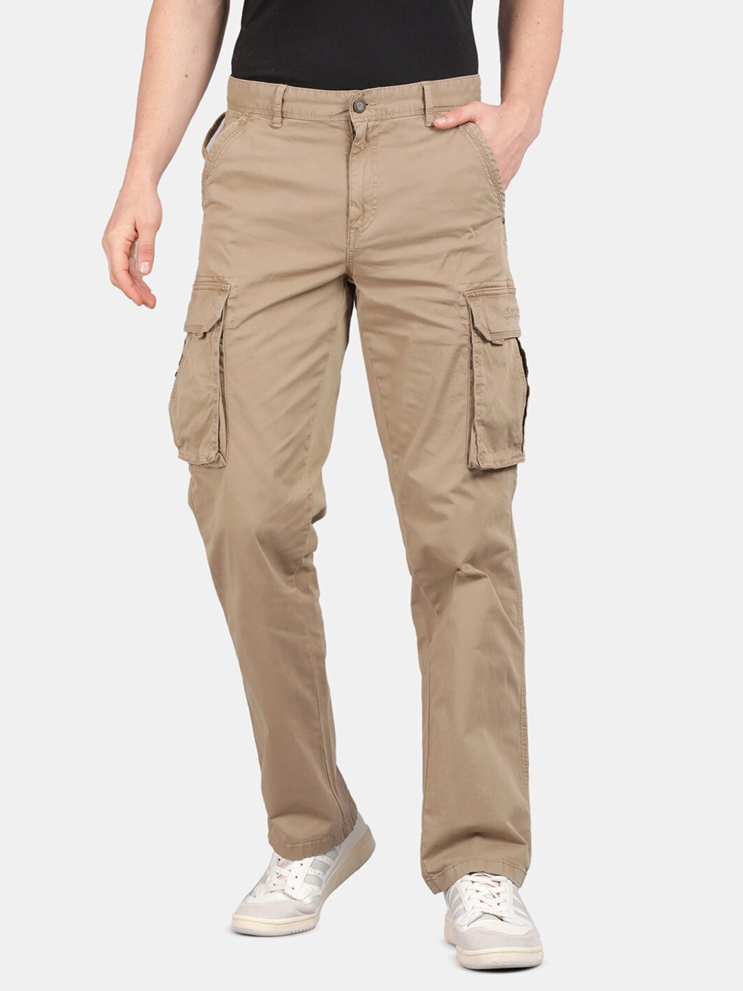 

t-base Men Regular Fit Mid Rise Cotton Cargos, Brown