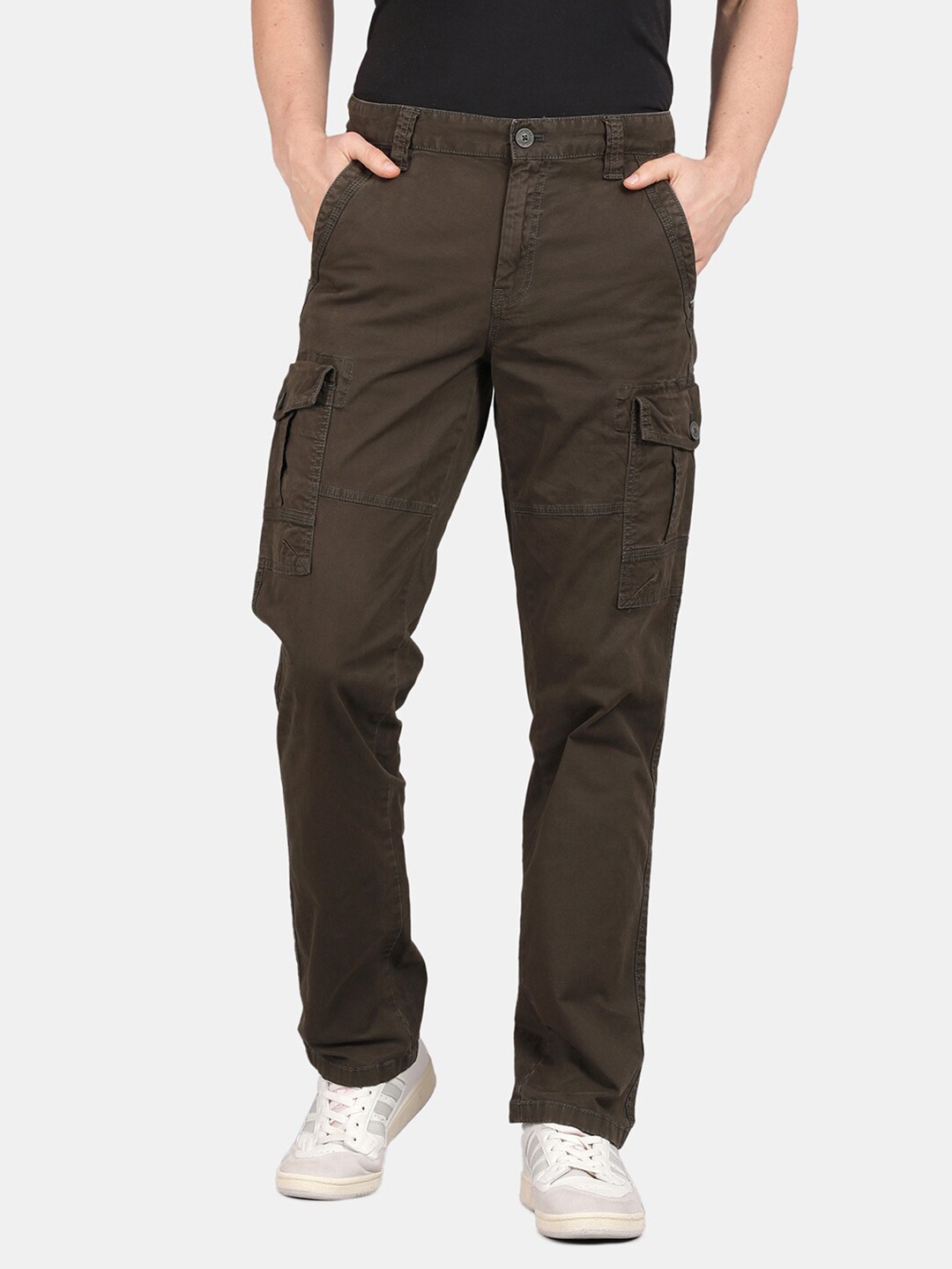 

t-base Men Mid-Rise Cargos Trouser, Green