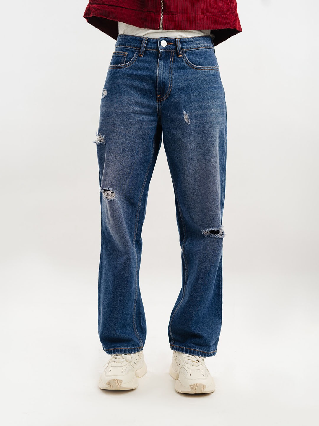 

FREAKINS Men Blue Mid-Rise Low Distress Light Fade Pure Cotton Jeans