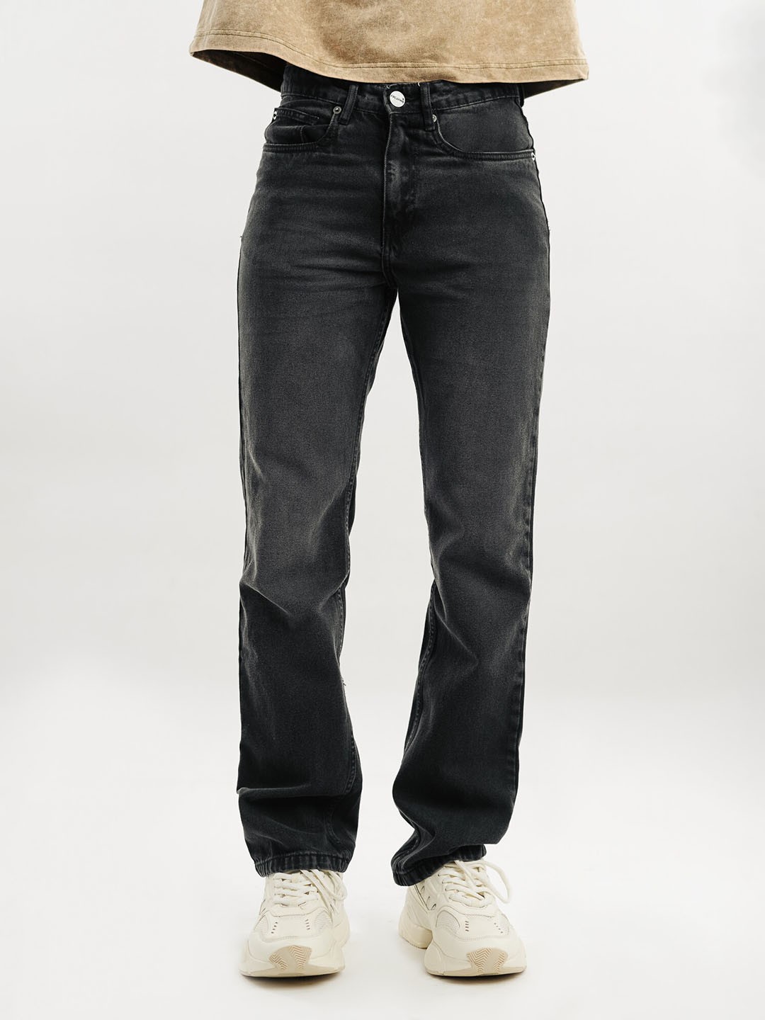 

FREAKINS Men Black Mid-Rise Straight Fit Heavy Fade Pure Cotton Jeans