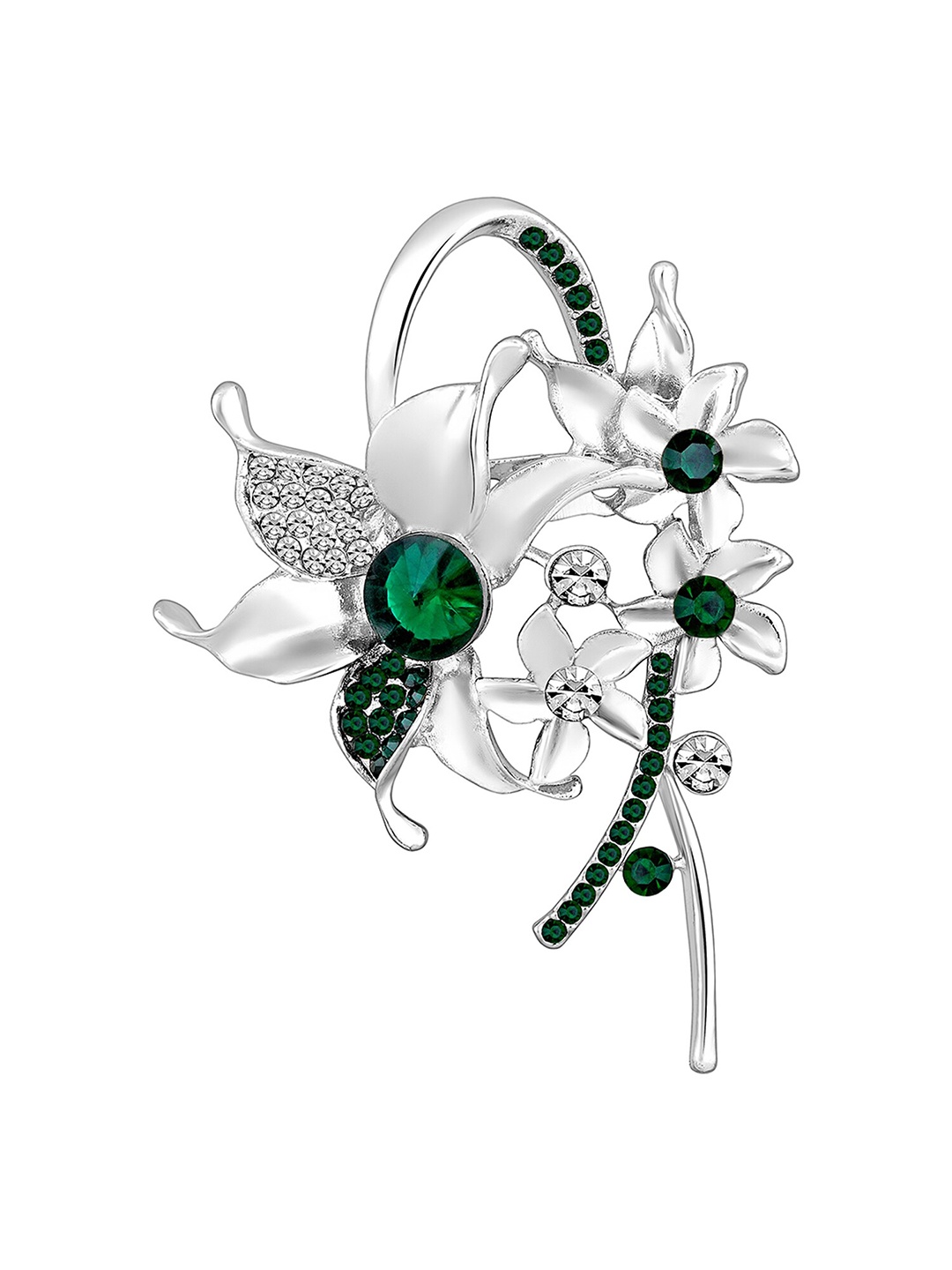 

Mahi Women Floral Shaped Wedding Brooch, Silver