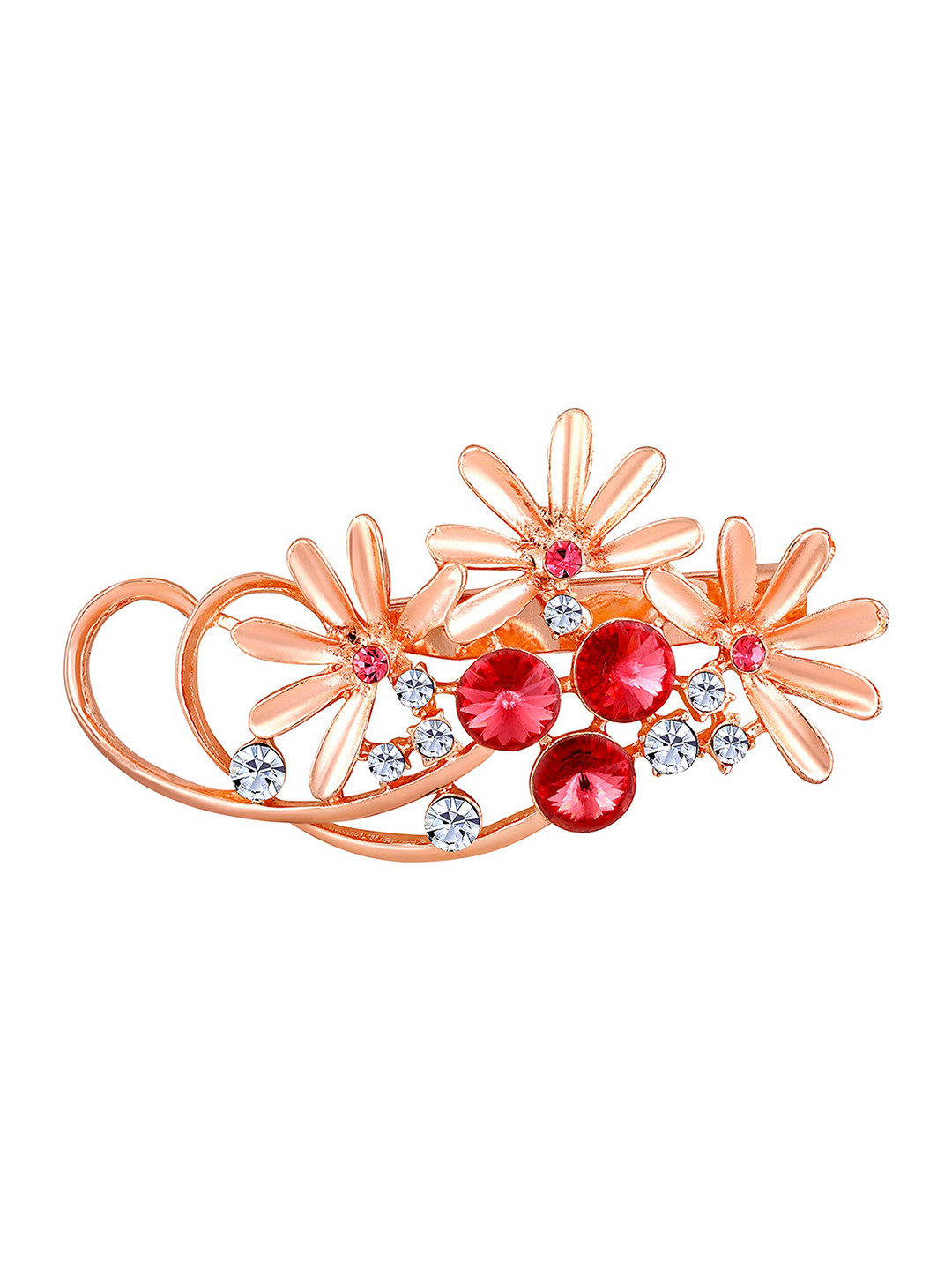 

Mahi Women Floral Shaped Studded Brooch, Pink