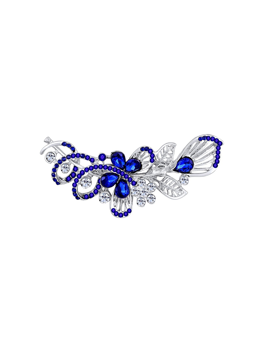 

Mahi Women Floral Shaped Studded Brooch, Blue