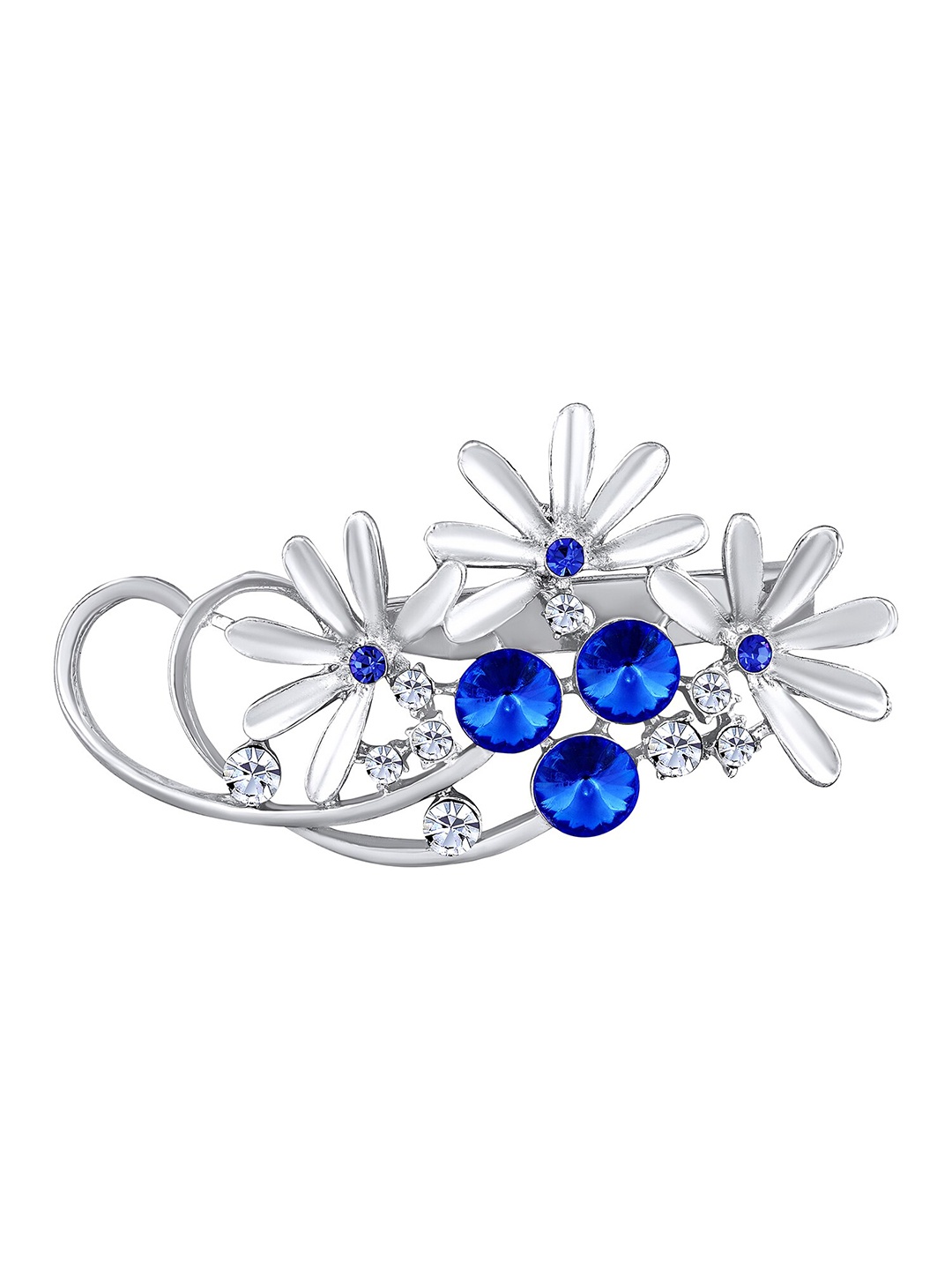 

Mahi Women Floral Shaped Studded Brooch, Silver