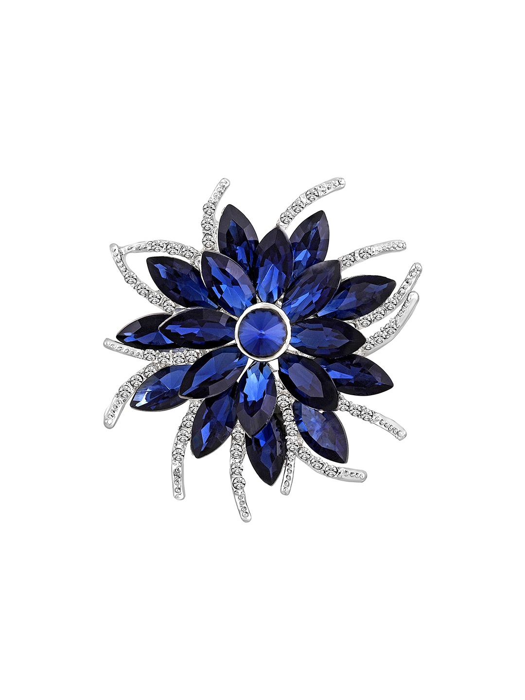 

Mahi Floral Shaped Studded Brooch, Silver