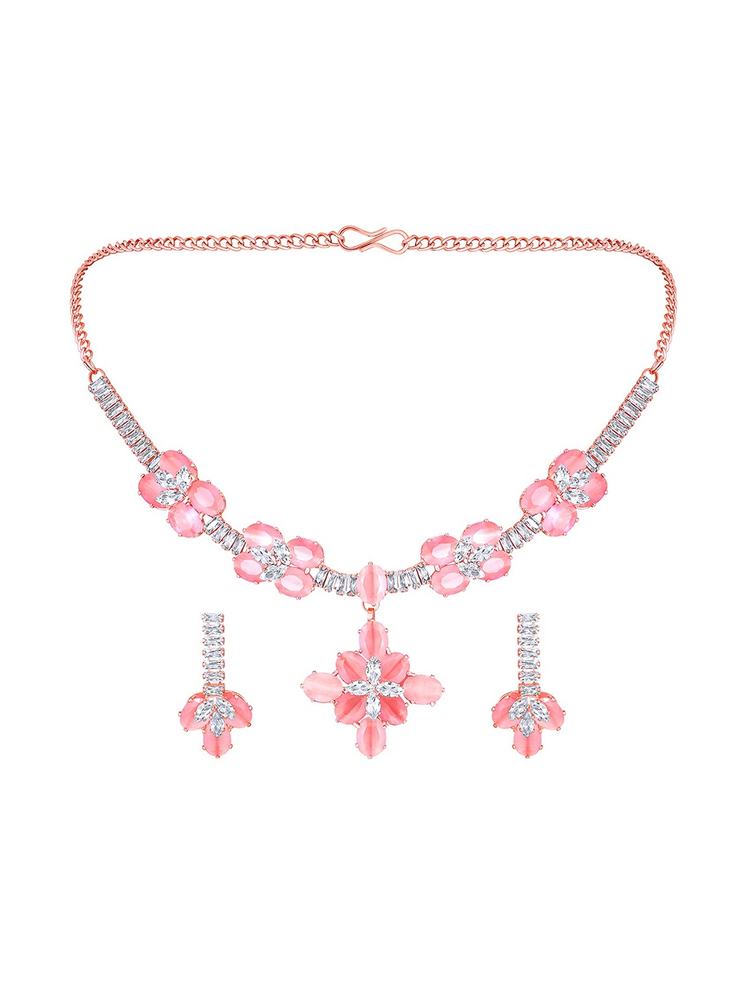 

Mahi Rose Gold-Plated Cubic Zirconia-Studded Jewellery Set