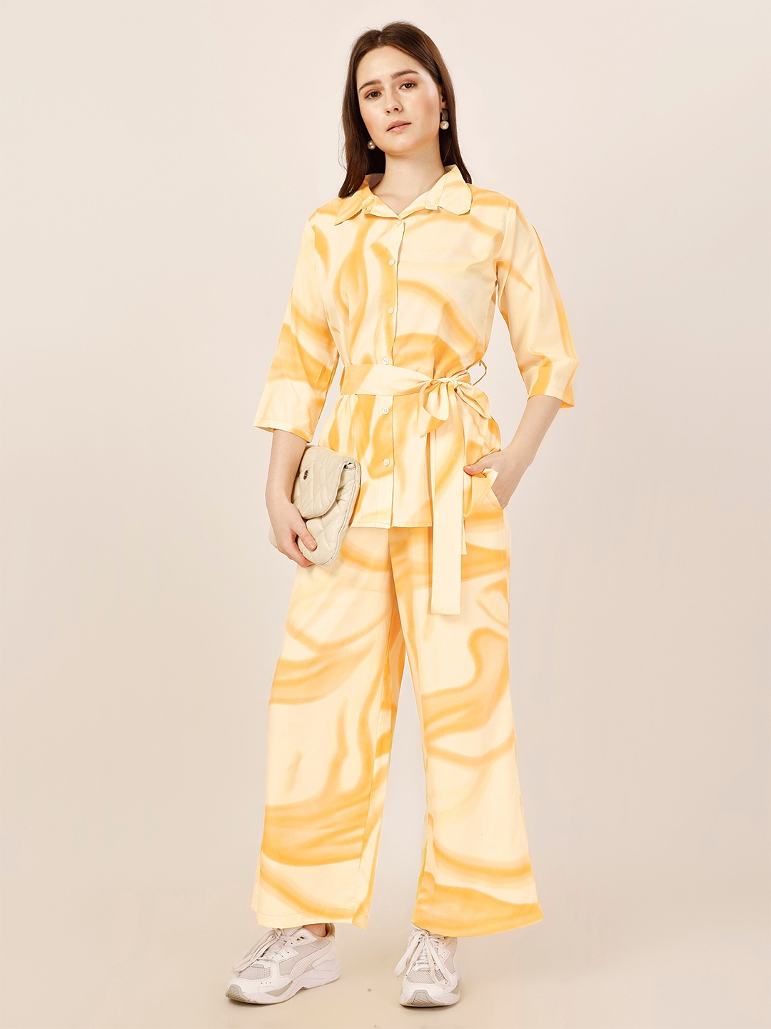 

Fashfun Abstract Printed Shirt & Trousers, Yellow