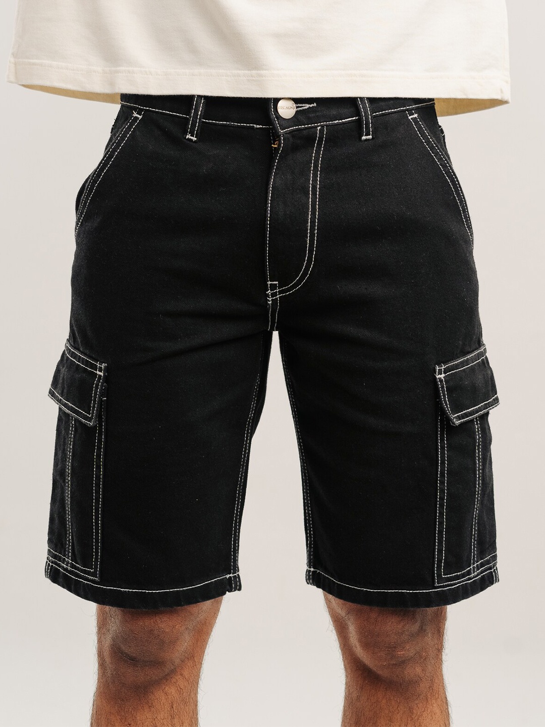 

FREAKINS Men Black Mid-Rise Denim Shorts