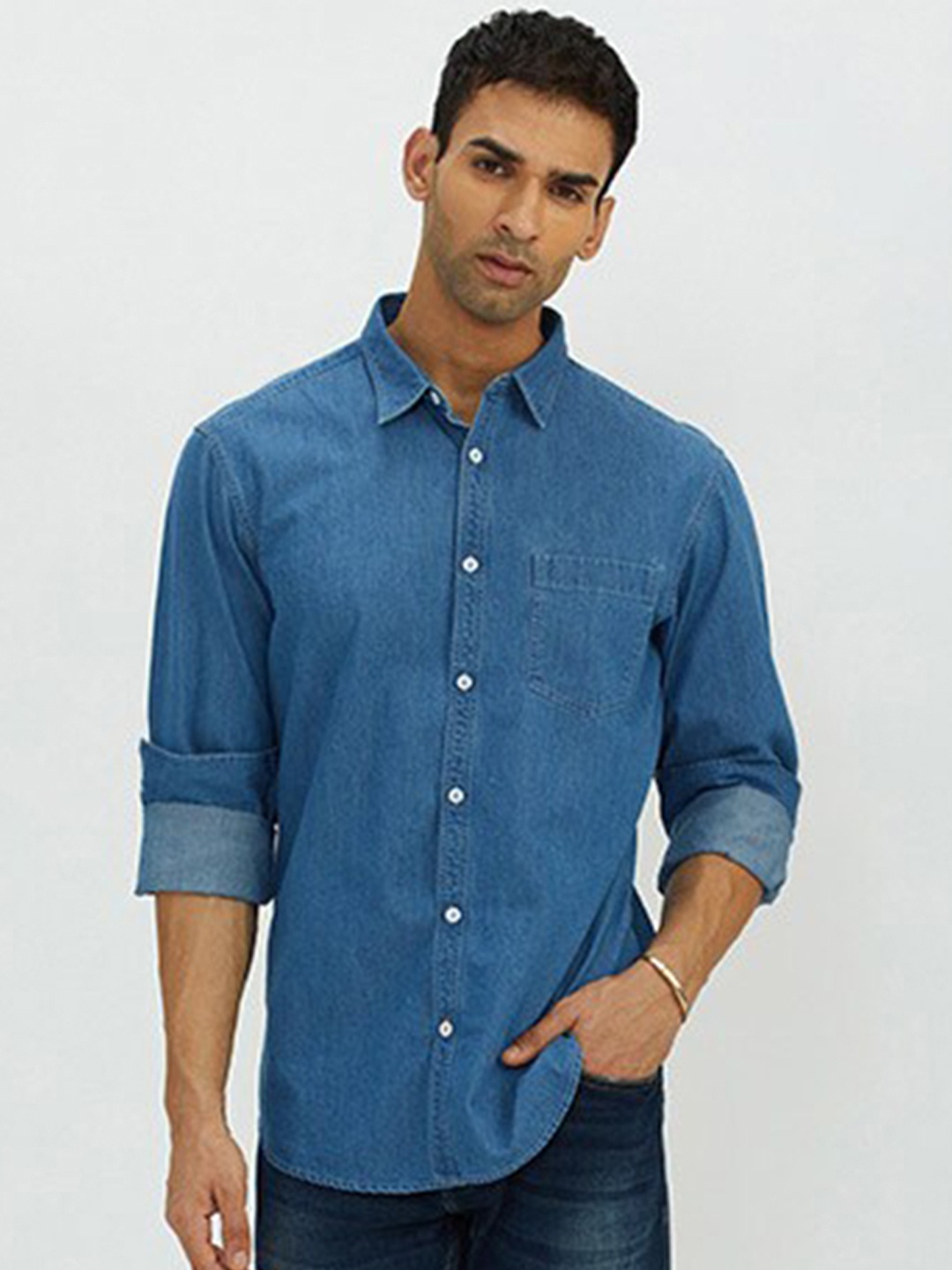 

Indian Terrain Cotton Regular Casual Shirt, Blue