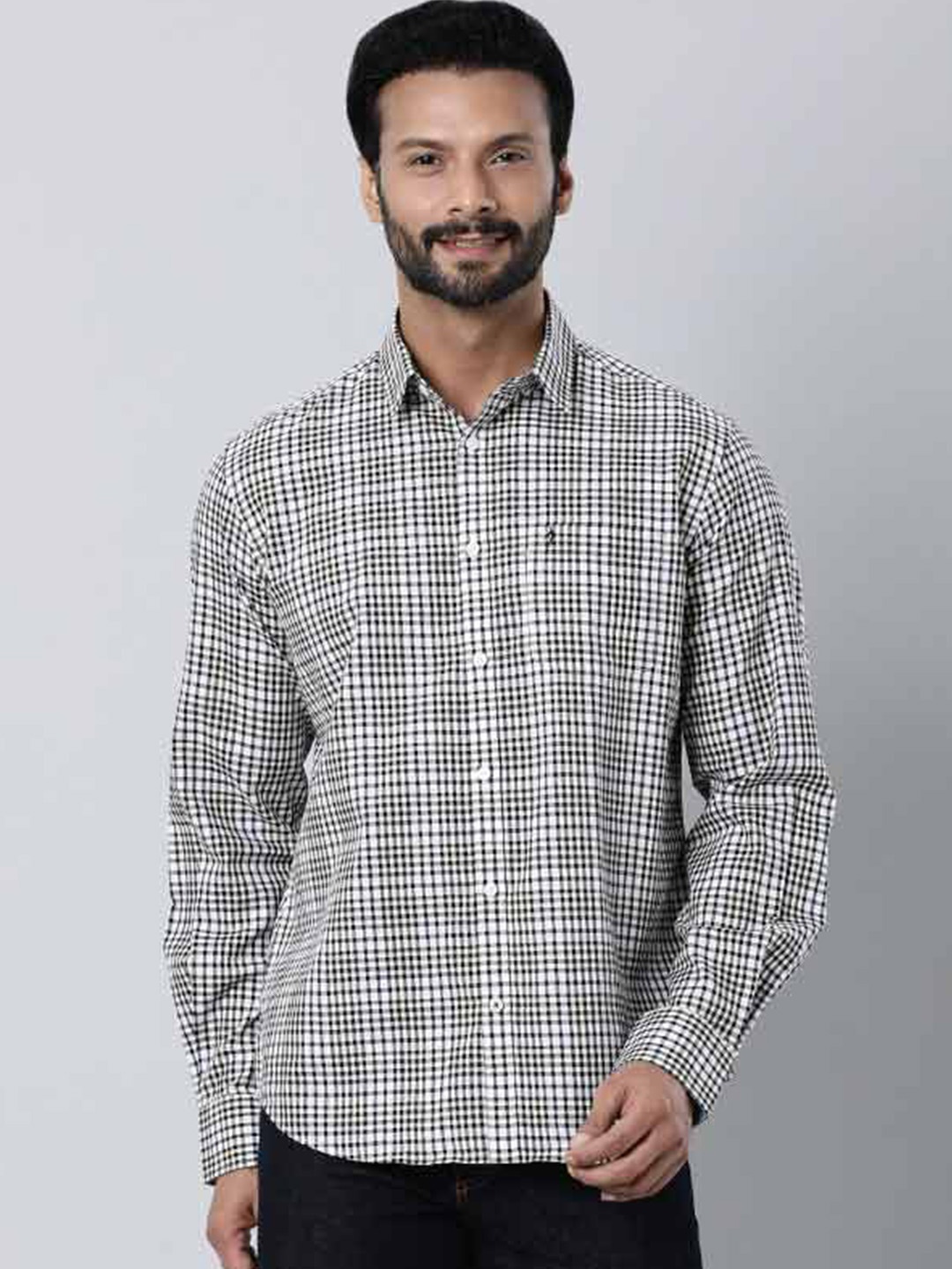 

Indian Terrain Slim Fit Opaque Checked Pure Cotton Casual Shirt, Yellow