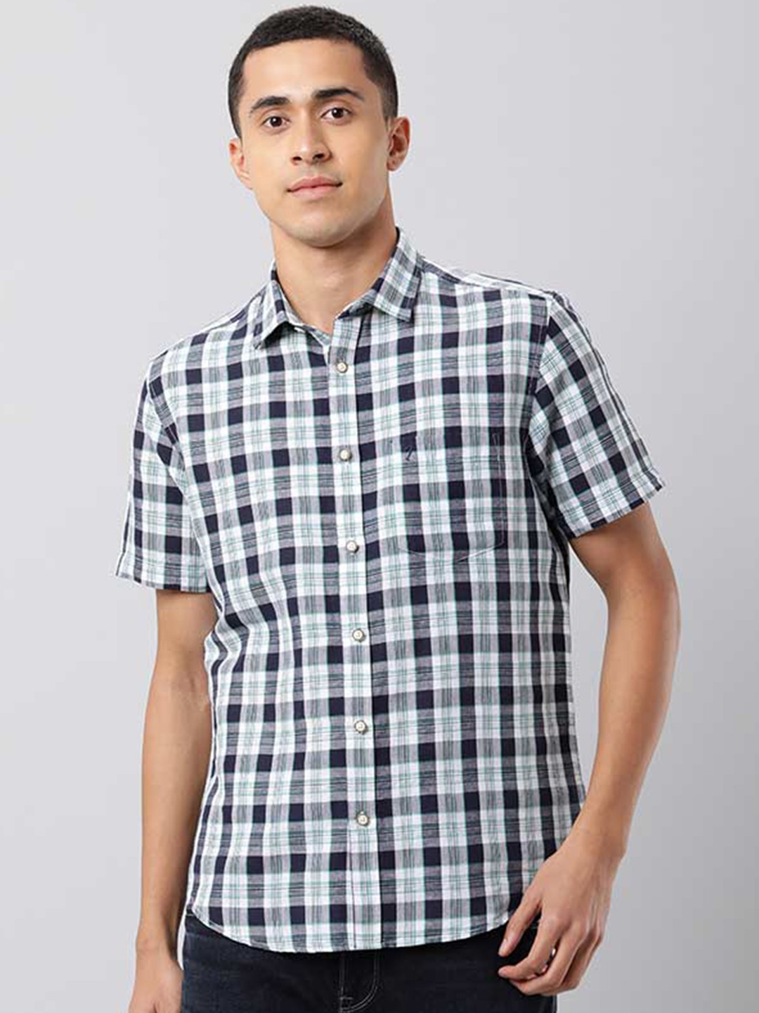 

Indian Terrain Slim Fit Tartan Checks Opaque Casual Shirt, White