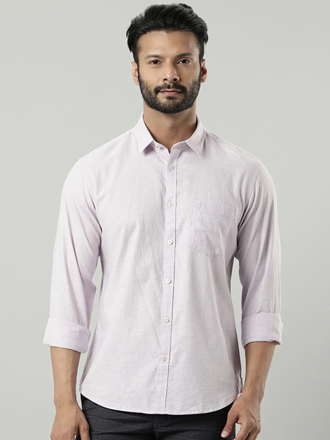 

Indian Terrain Slim Fit Spread Collar Long Sleeves Cotton Casual Shirt, Purple