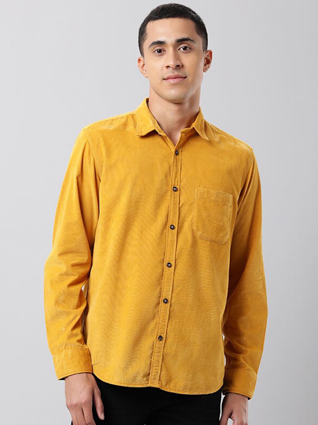 

Indian Terrain Slim Fit Spread Collar Long Sleeves Cotton Casual Shirt, Yellow
