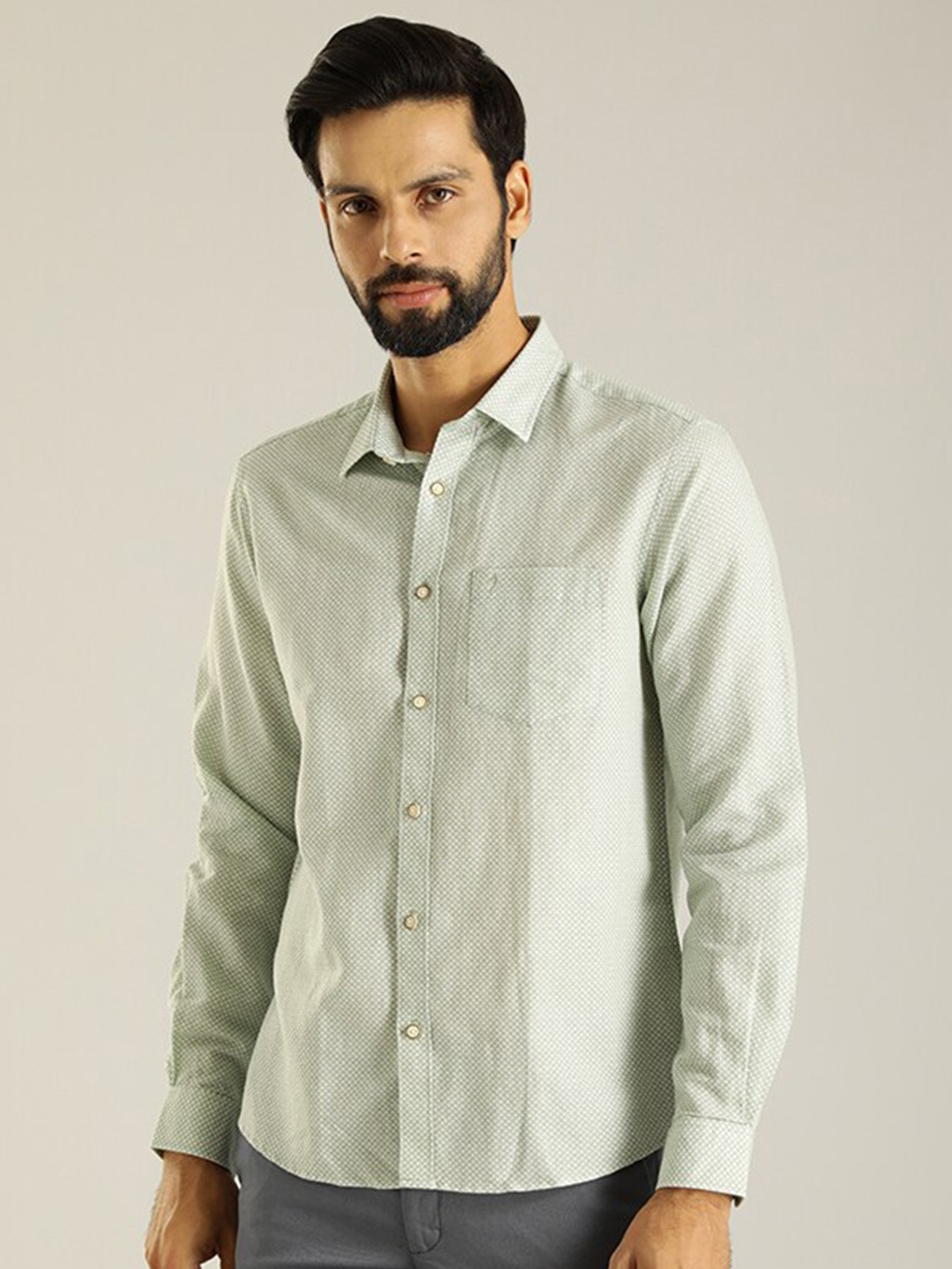 

Indian Terrain Men Green Slim Fit Casual Shirt