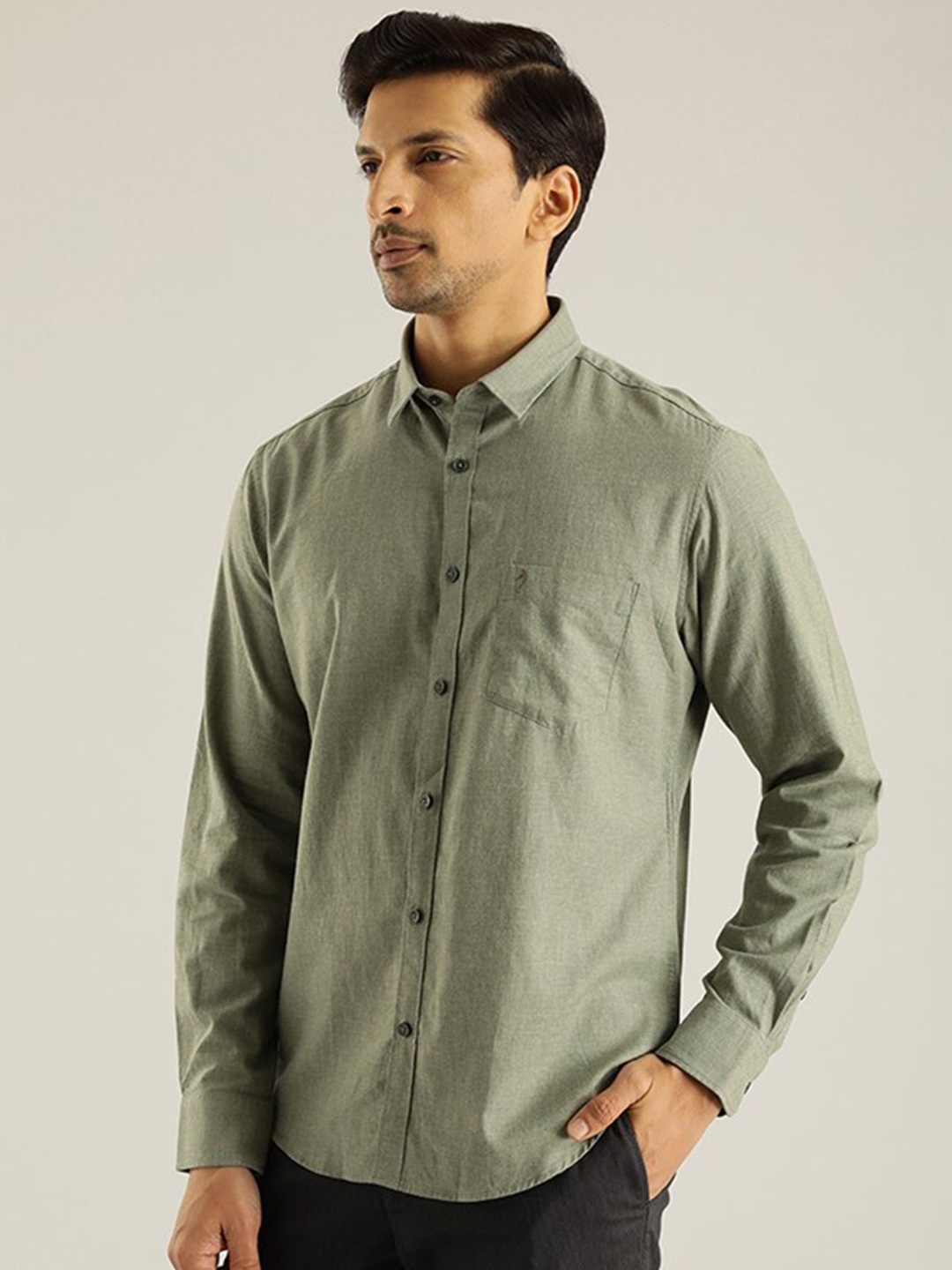 

Indian Terrain Slim Fit Cotton Casual Shirt, Green