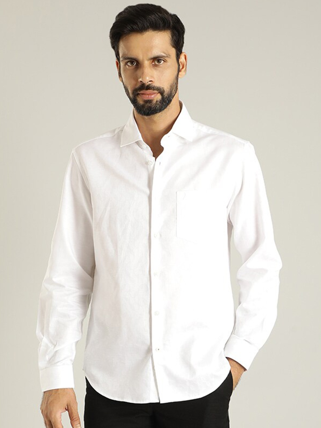 

Indian Terrain Slim Fit Linen Casual Shirt, White