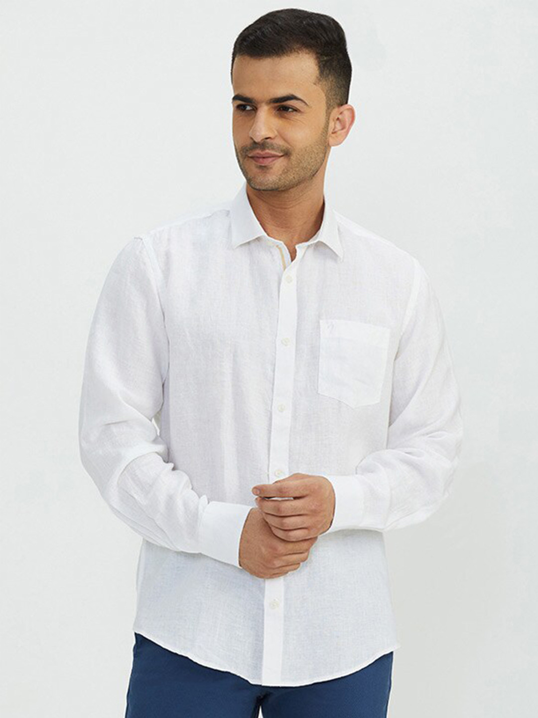

Indian Terrain Regular Fit Linen Opaque Casual Shirt, White