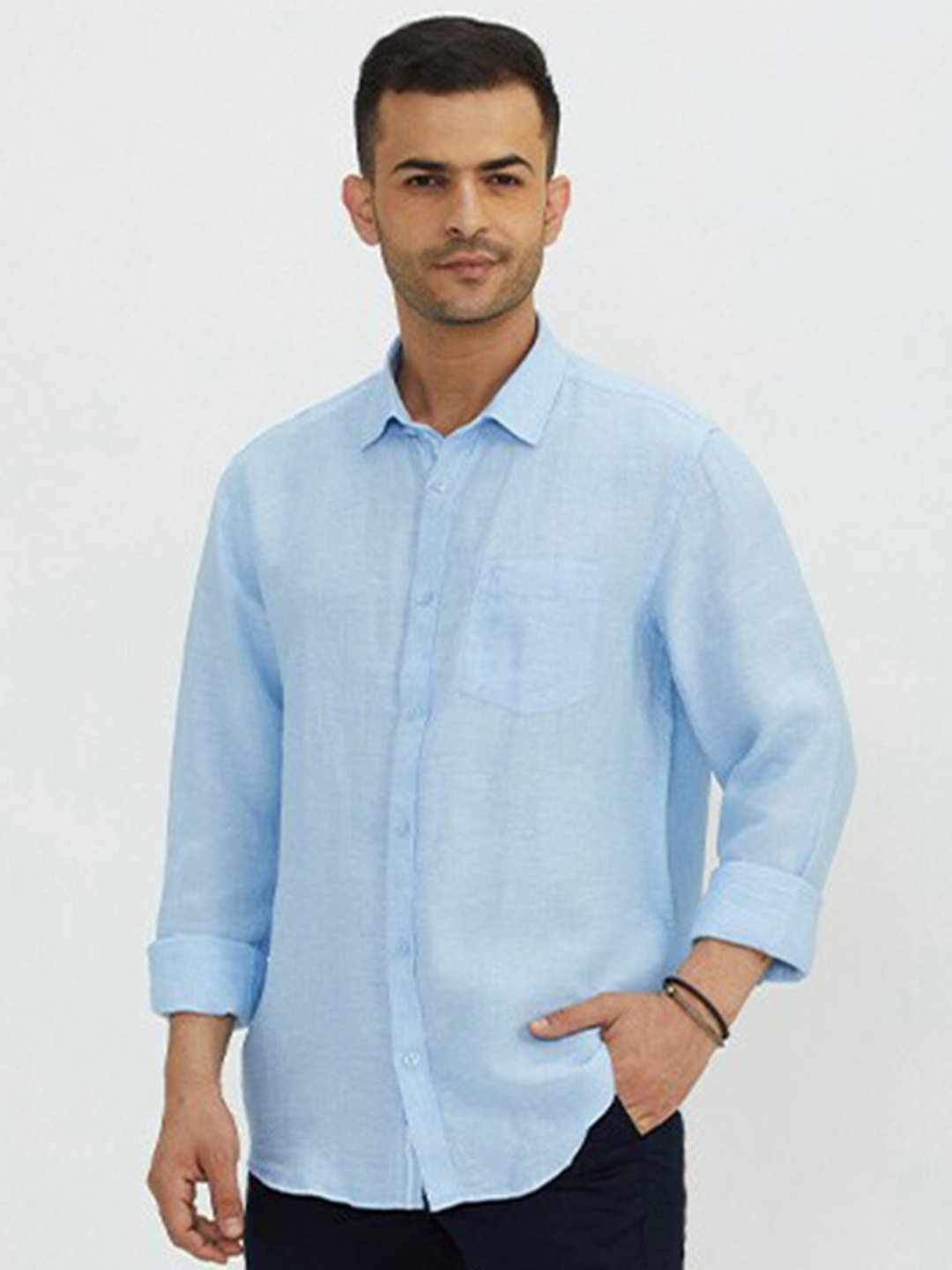 

Indian Terrain Linen Opaque Casual Shirt, Blue