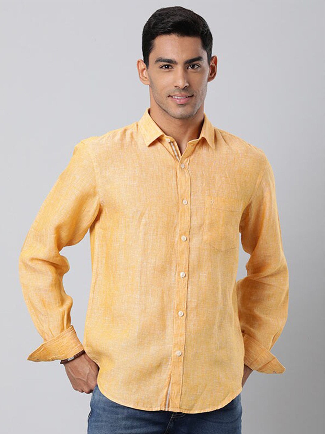 

Indian Terrain Linen Opaque Casual Shirt, Yellow