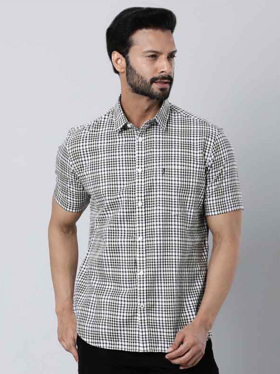 

Indian Terrain Slim Fit Opaque Checked Casual Shirt, Black