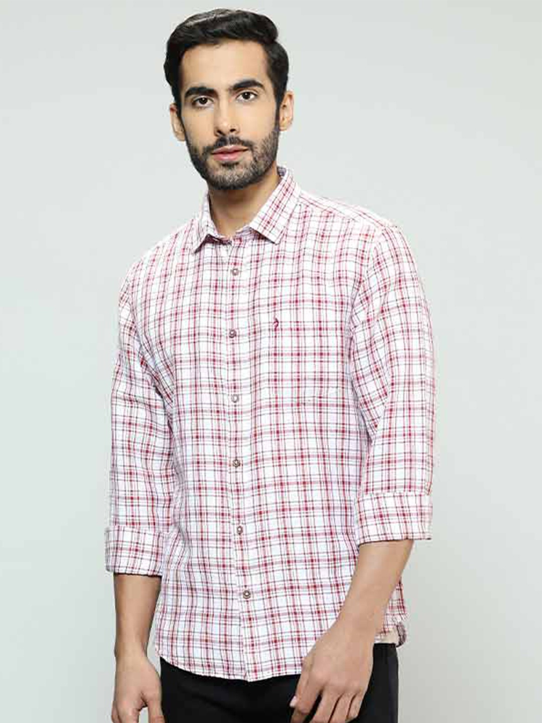 

Indian Terrain Spread Collar Slim Fit Casual Shirt, Maroon