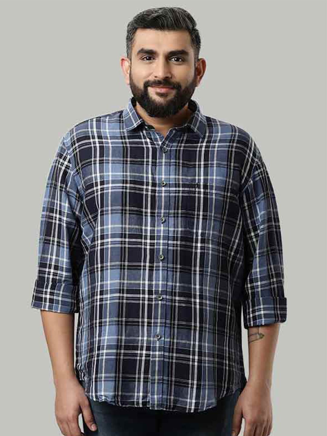 

Indian Terrain Spread Collar Slim Fit Casual Shirt, Black