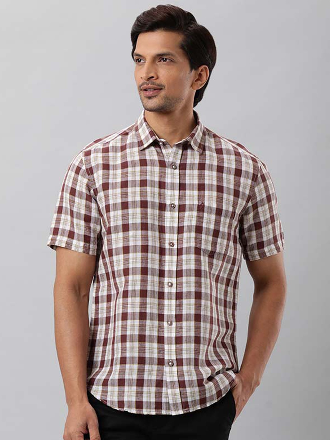 

Indian Terrain Spread Collar Slim Fit Casual Shirt, Brown