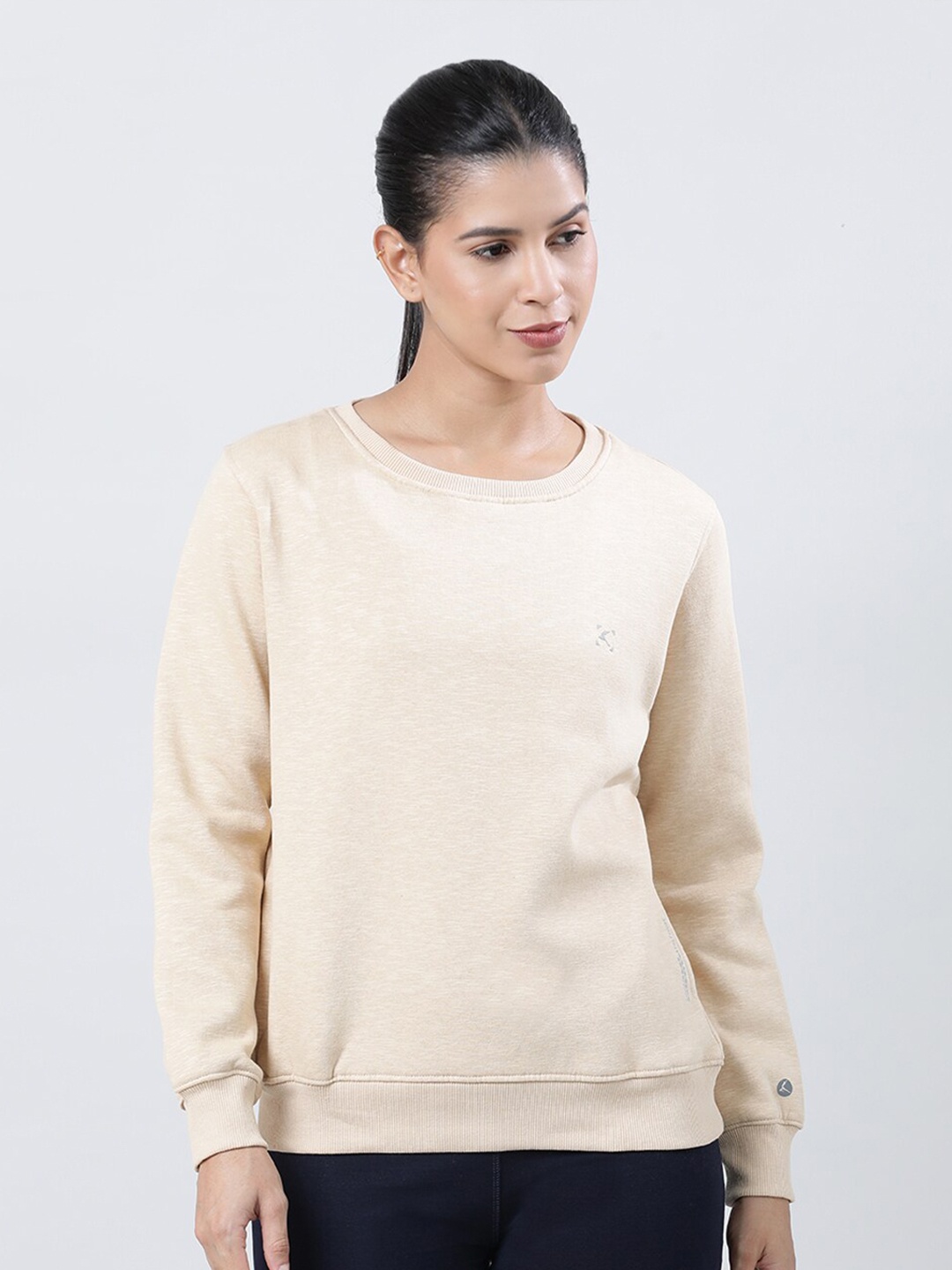 

Lovable Sport Round Neck Long Sleeves Pullover Sweatshirt, Beige