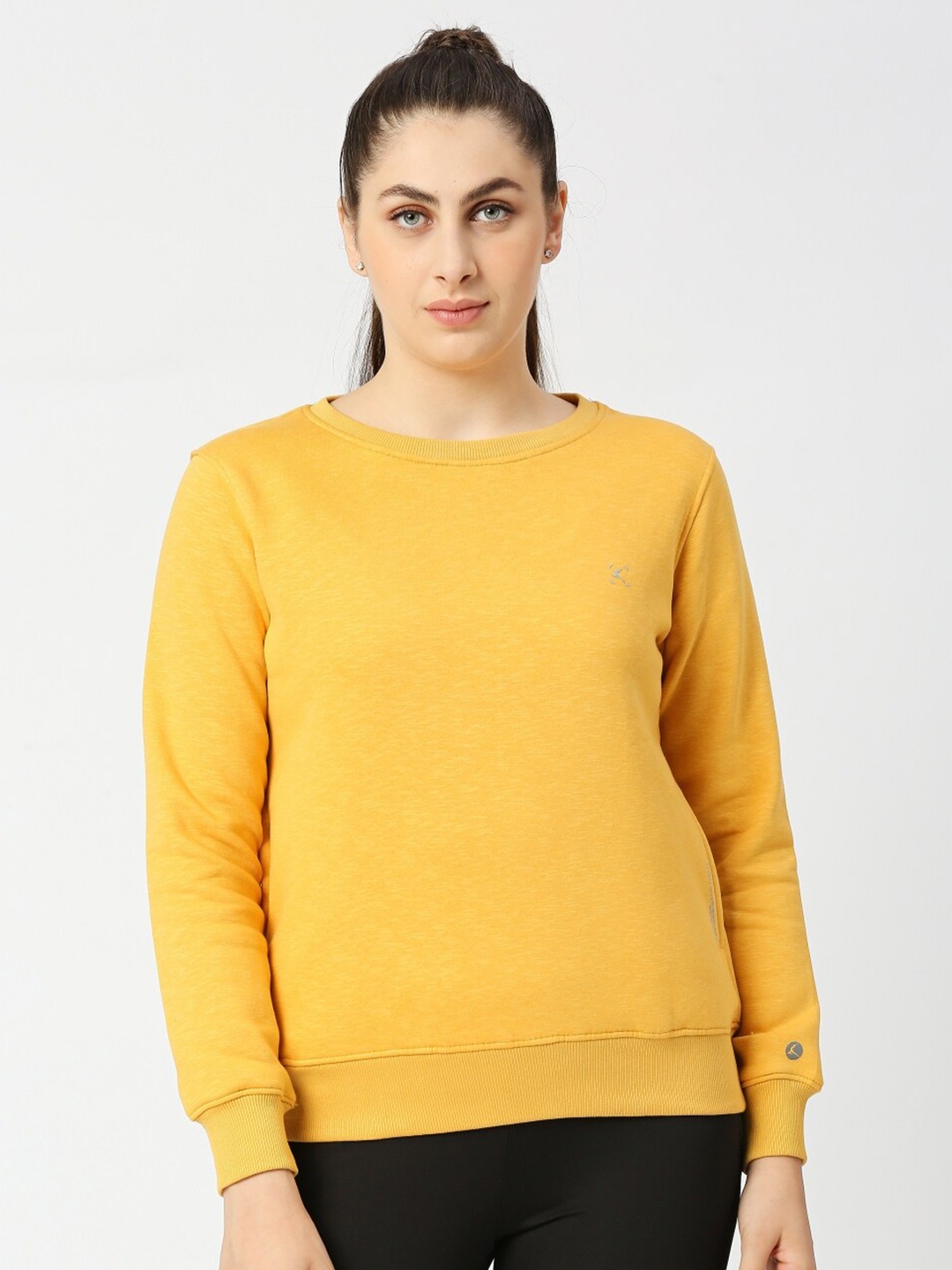 

Lovable Sport Round Neck Long Sleeves Pullover Sweatshirt, Mustard